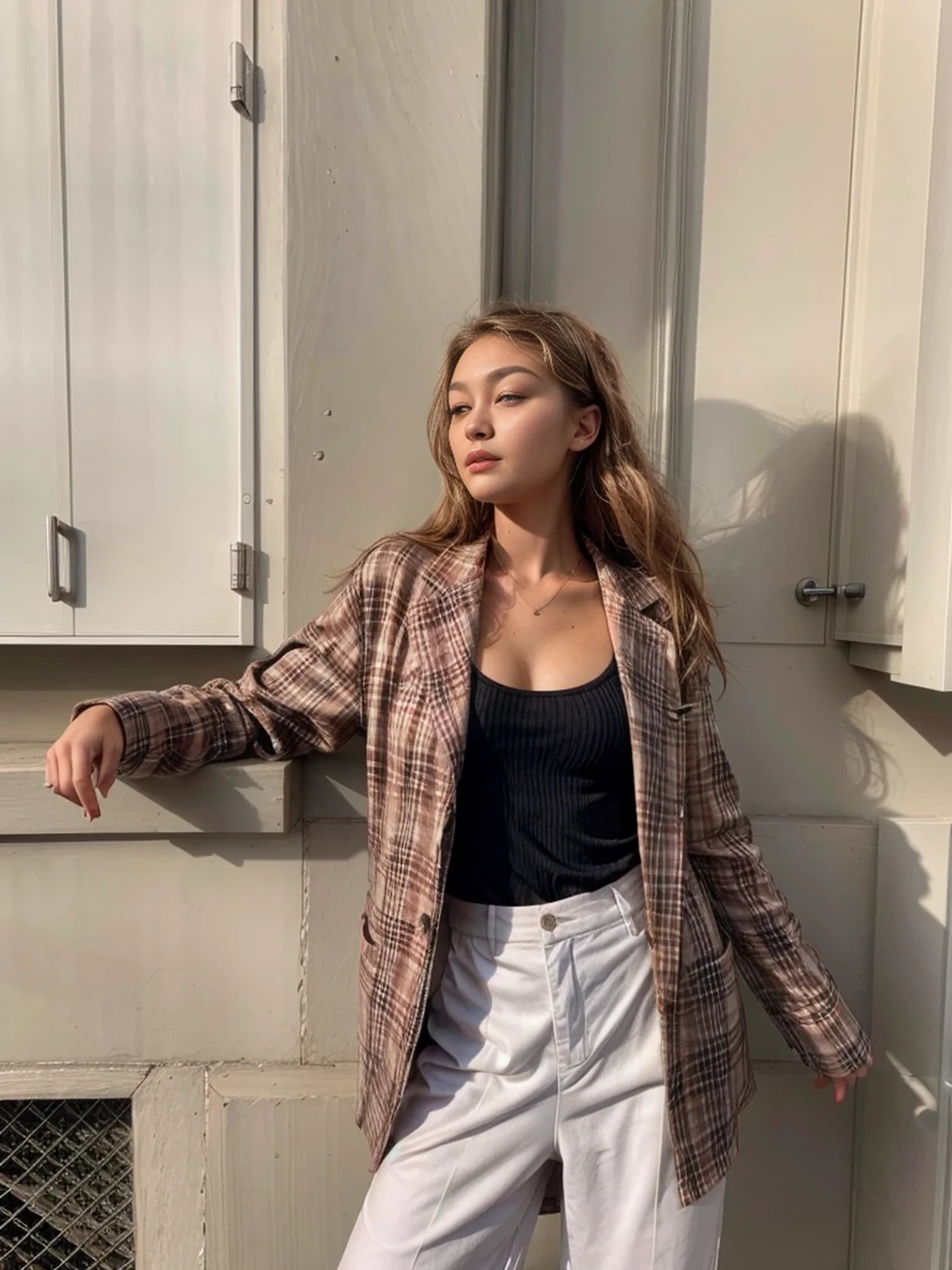 meilleure qualité, 8K, chef-d'ouvrages d'art: 1.3), 1 fille ( Gigi Hadid ) aux cheveux dégradé brun, sexy