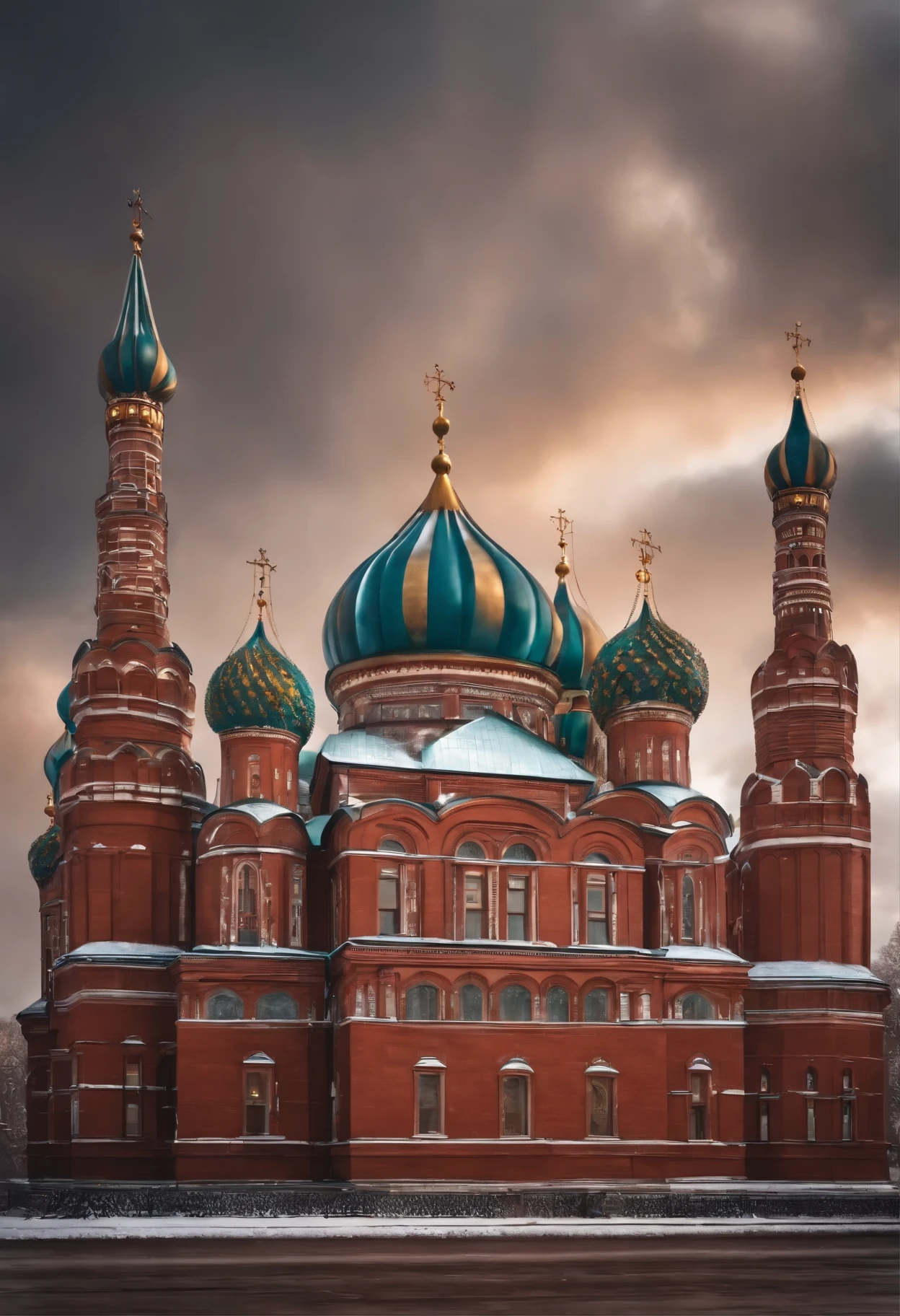 Russian Cathedral Mosque outside red squa, Moscow, realistic, 32k. 