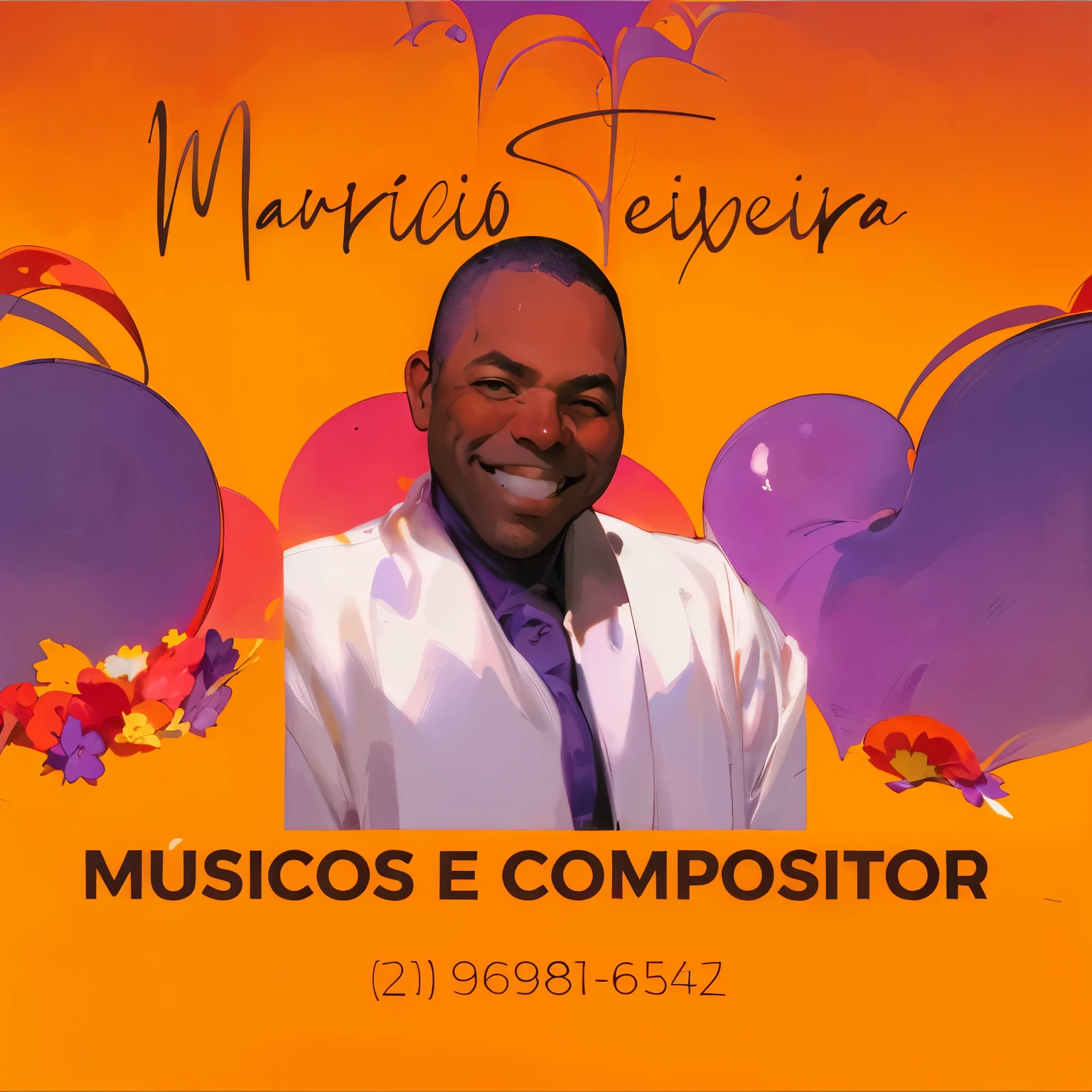 um close de uma pessoa sorrindo com um fundo roxo, more and more composition, masterful composition!!!, album art, beautiful composition, Fantastic composition, album artwork, compositor, por Maximiliano Cercha, music album cover, Martin Sandiego, Direction: Carlos Francisco Chang Marin, por Marcos Restrepo, album cover, album art cover, beautiful composition