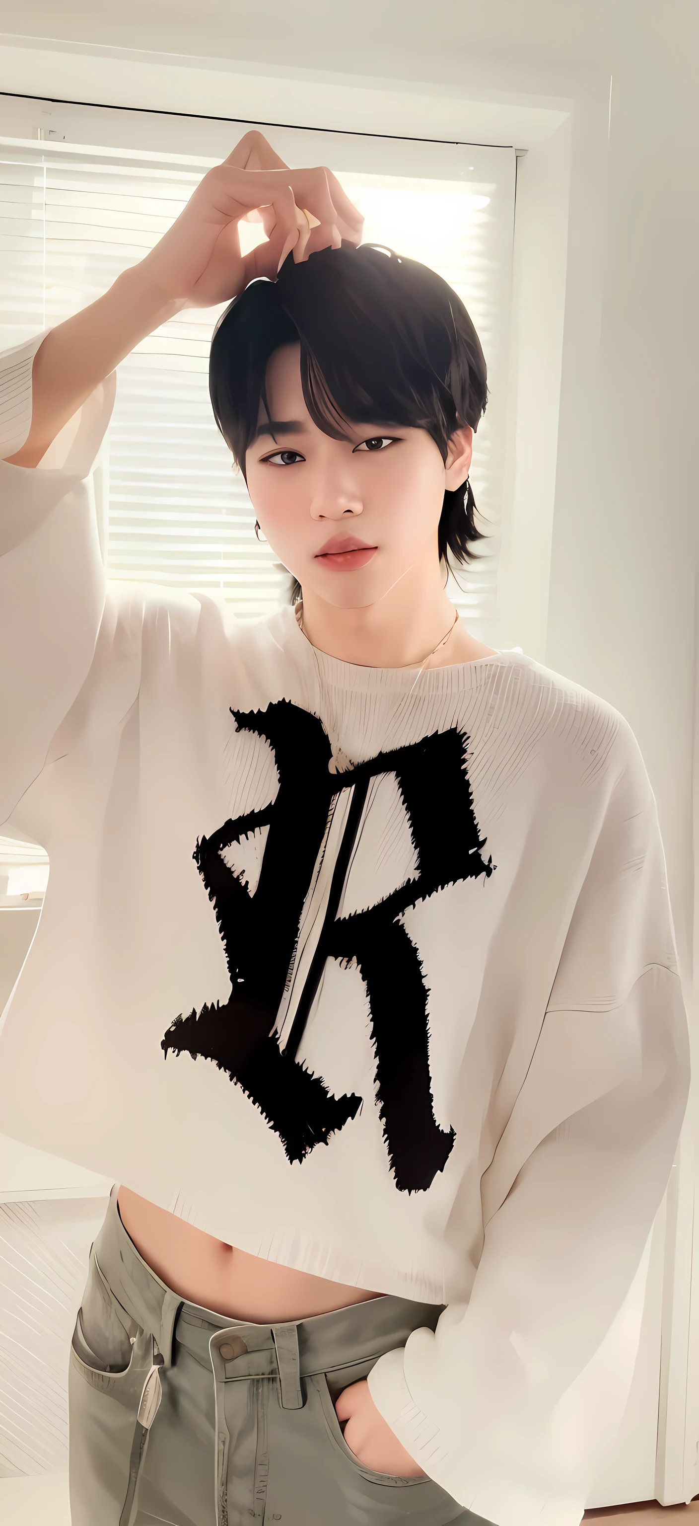 Araafed Asian man in a white shirt, Jimin\the full lips, Parque Jimin, Jimin\the right eyelid is swollen, rosto preciso do Jimin, Jimin\o nariz grego, Jimin, Jimin, hyung ji, adorable and pale korean face, Parque Jimin, Jimin hyung, androgynous and pale face, Parque Jimin