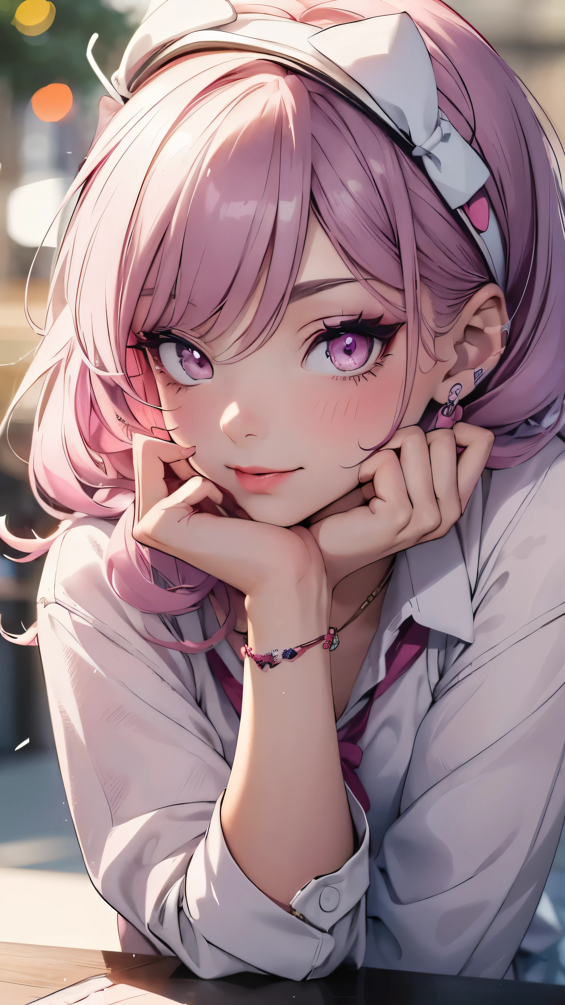 1girl:1.3, (pastel color line art:1.3), cute woman, Avatar azula, wear school uniform, chocolate eye with pink eyeshadow colour makeup, natural eyelashes, downward-turn lips, red lips, black school shoes, gorgeous and beautiful face makeup, bright pupil, sweet and gentle smile,outside USA school. , bokeh, blurry background, retro art pose, pop art pose, absurdres, highres, ultra detailed