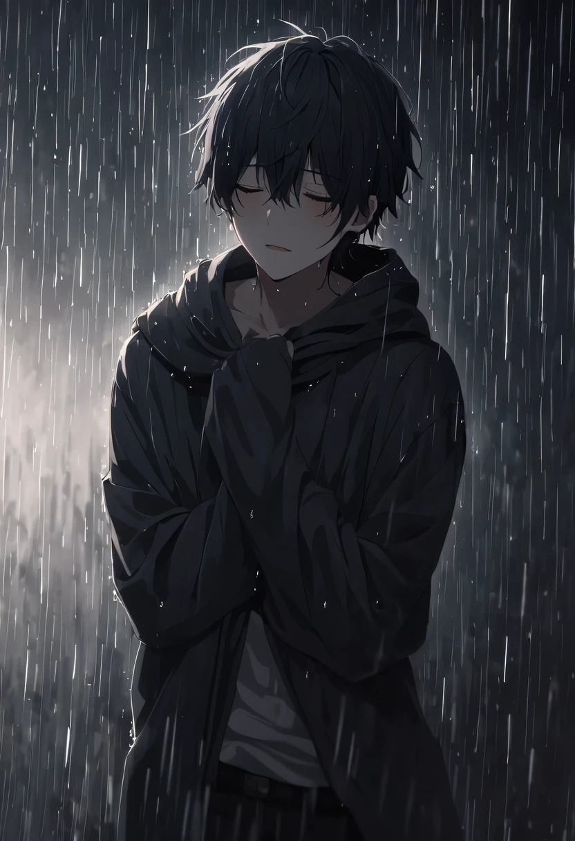 in the cold rain，手捧Wilted roses的男人，Gloomy eyes， and strong，Wilted roses，Wilted flowers，His figure looked particularly desperate。The rain beat down on him mercilessly，但它不KON&#39;Wash away the pain and despair in his heart。His eyes are empty and numb，Seems to have lost hope in life。His lips were tightly closed，It seems that I no longer have the strength to shout out the pain in my heart。His hands hang limply at his sides，There is no warmth in the palm。Soaked，Pressed against his body，Highlighting his thin figure。his shoulders trembled，As if trying his best to suppress the despair in his heart。His eyes were dull，without any focus，It seems that I have lost all expectations for this world。The sound of rain is harsh，As if laughing at his helplessness and despair。He closed his eyes，Trying to block everything in this world，But the despair inside is even stronger。He felt like he was about to be swallowed up by the rain，KON&#39;can&#39;t find a way out。Everything around becomes blurry and indifferent，He felt like he was slowly disappearing into the cold rain。His heart was torn to pieces by despair，KON&#39;no longer pieced together。He felt like he was heading towards endless darkness，KON no longer find light and hope。