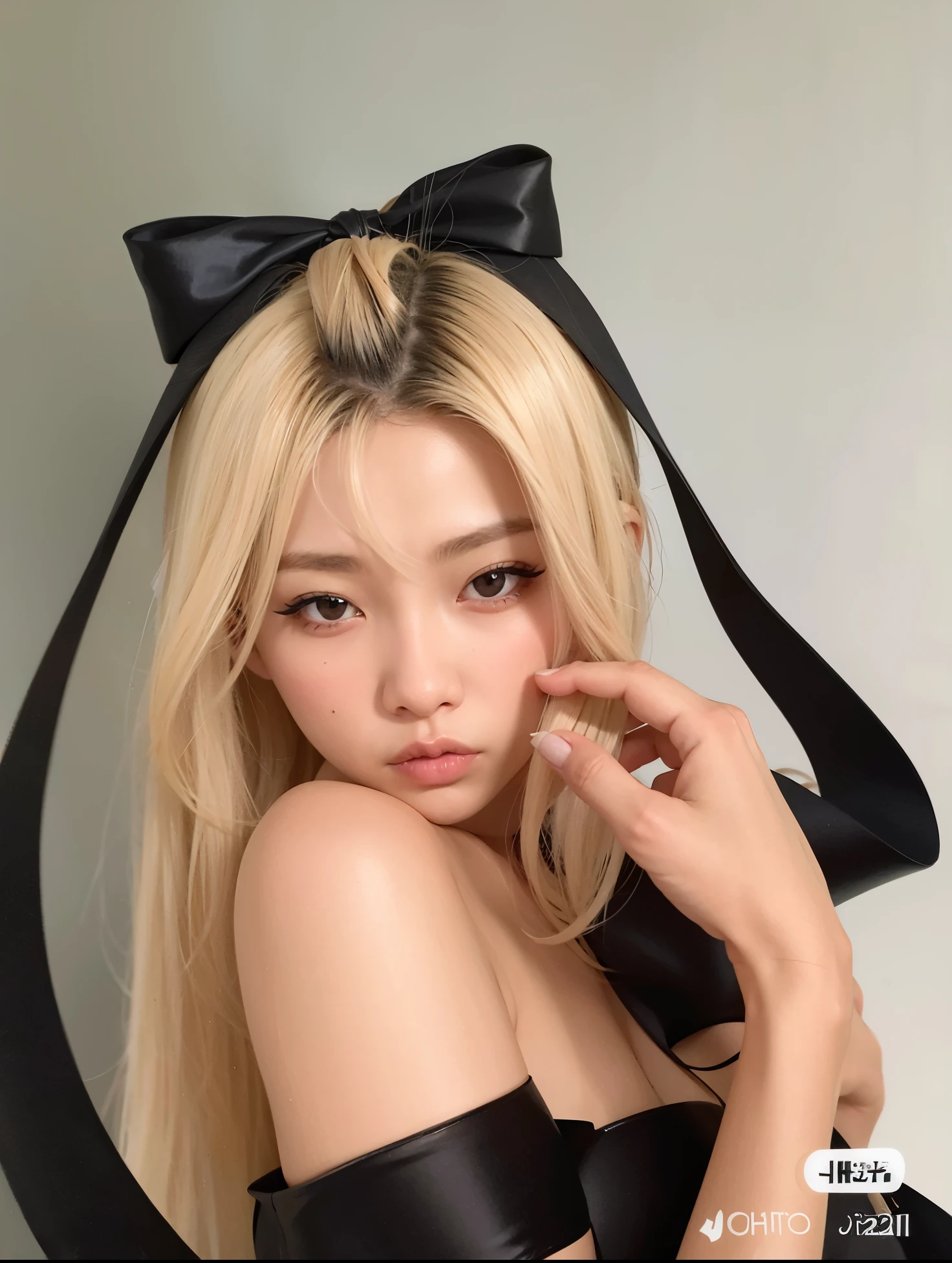Un primer plano de una mujer con un lazo negro en la cabeza, arco grueso, Parque Roseanne de Blackpink, Bowknot, ulzzang, Chica coreana, cruel korean goth girl, Heonhwa Choe, Lalisa Manobal, Jaeyeon Nam, Hermosa Delphine, Jinyoung Shin, con coletas negras, Peinado blanco de corte hime, con orejas de conejo