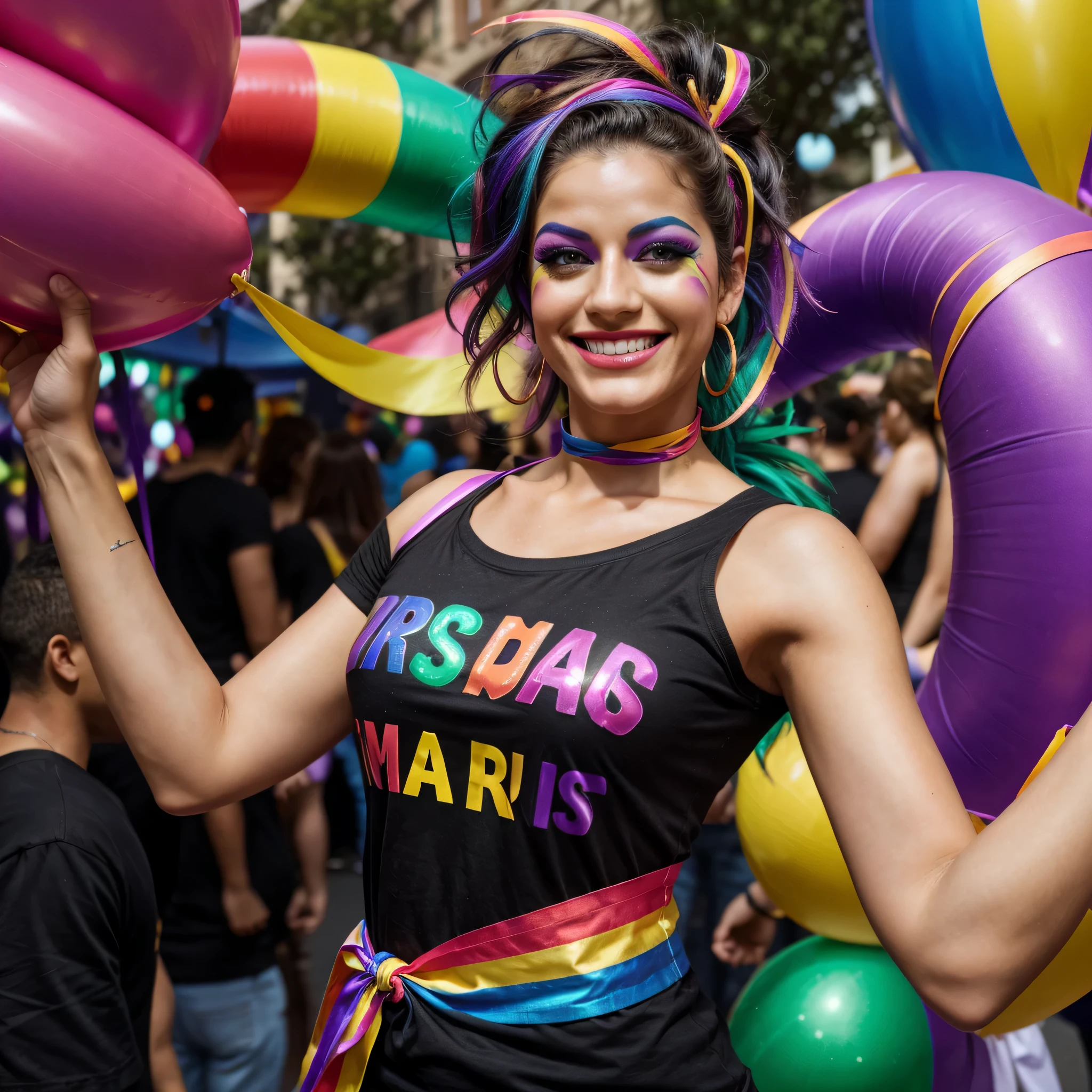 Young activist woman smiling and holding rainbow flag symbol of Lgbtq social movement --auto --s2