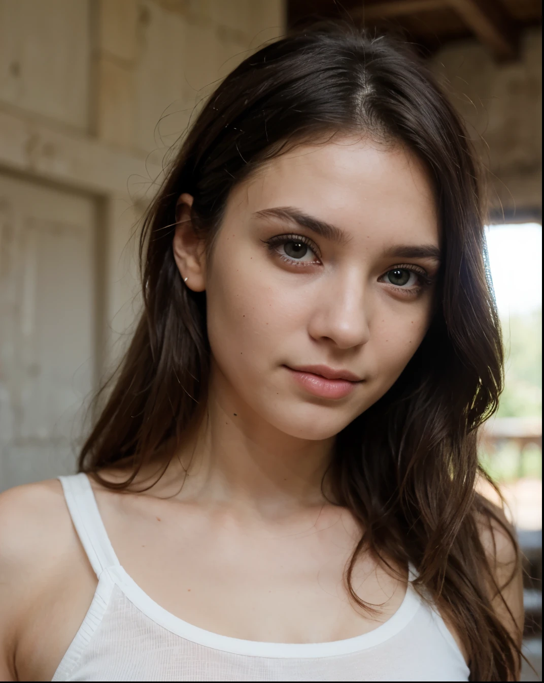 Fille francais, Cheveux courts, (sharpness:1.2), portrait, hastractive young woman, (beau visage:1.1), Detailed eyes, pouty lips, (Maquillage pour les yeux:1.2), (Tight body:1.2), Resistant (robe fleurie:1.2) has (la plage:1.2). (morning sun lighting:1.2), profondeur de champ, Bokeh, 4k, hdr. par (James C.. Christensen:1.2|Jeremy Lipking:1.1).
