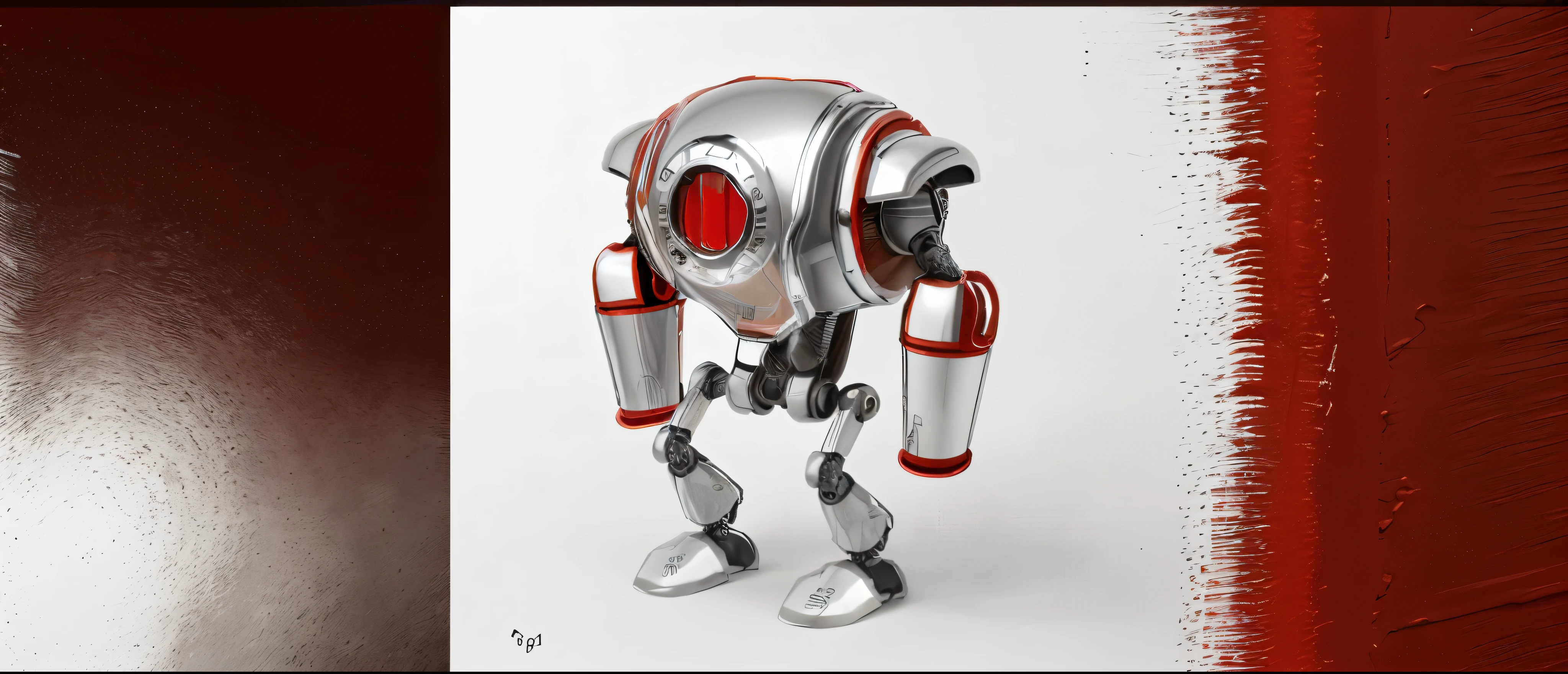 robot, Color de pintura roja con partes cromadas.