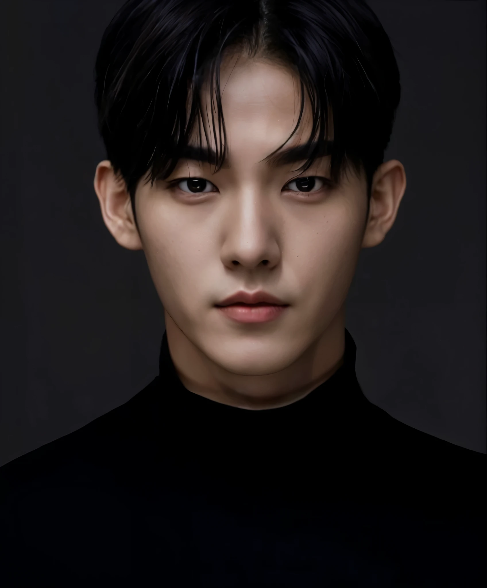 Hyunjun hur actor y idol de kpop mas realismo en el cabello y ropa, cara malvada, molesta, upset expression
