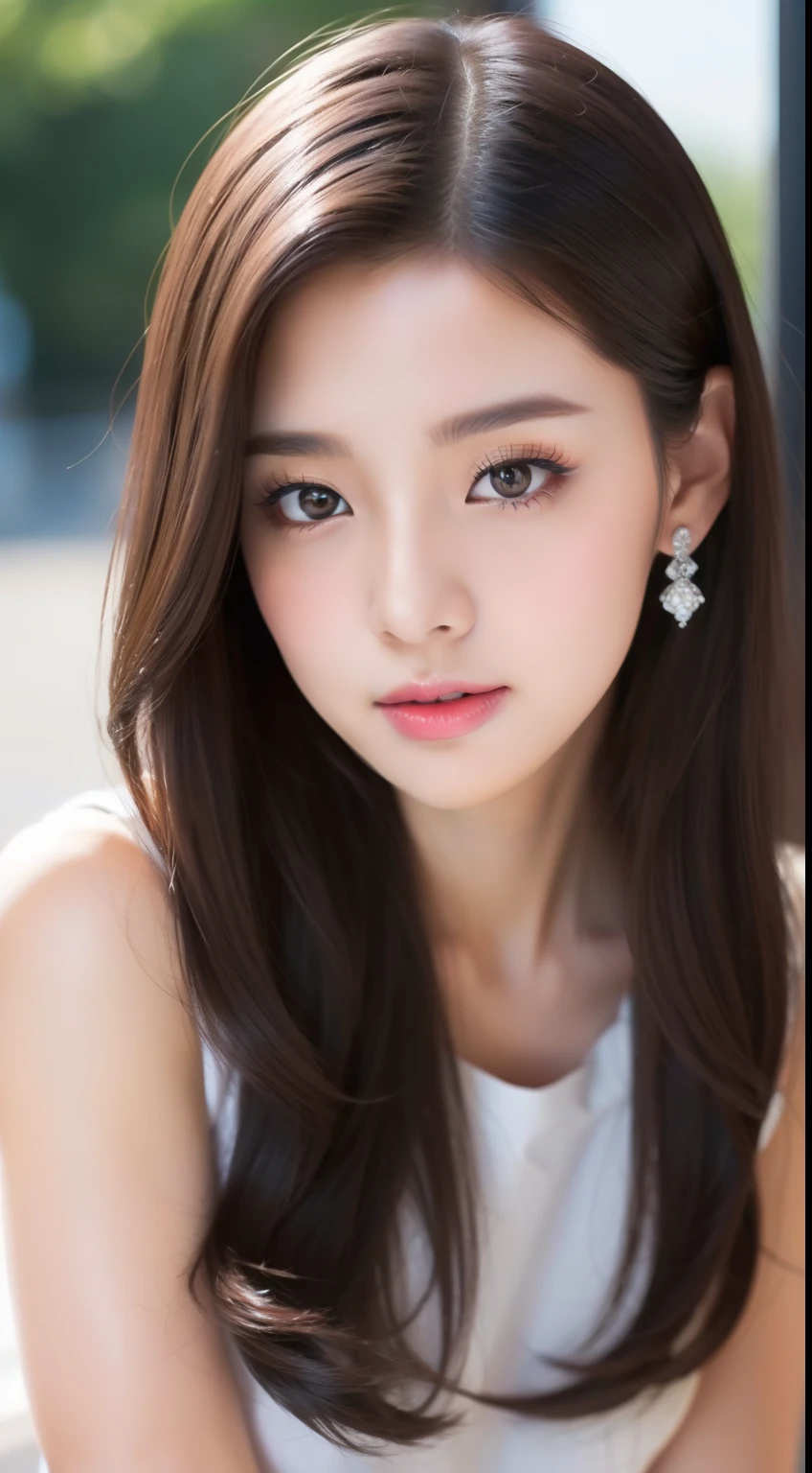 Create an image of a pretty beauty like a Korean idol