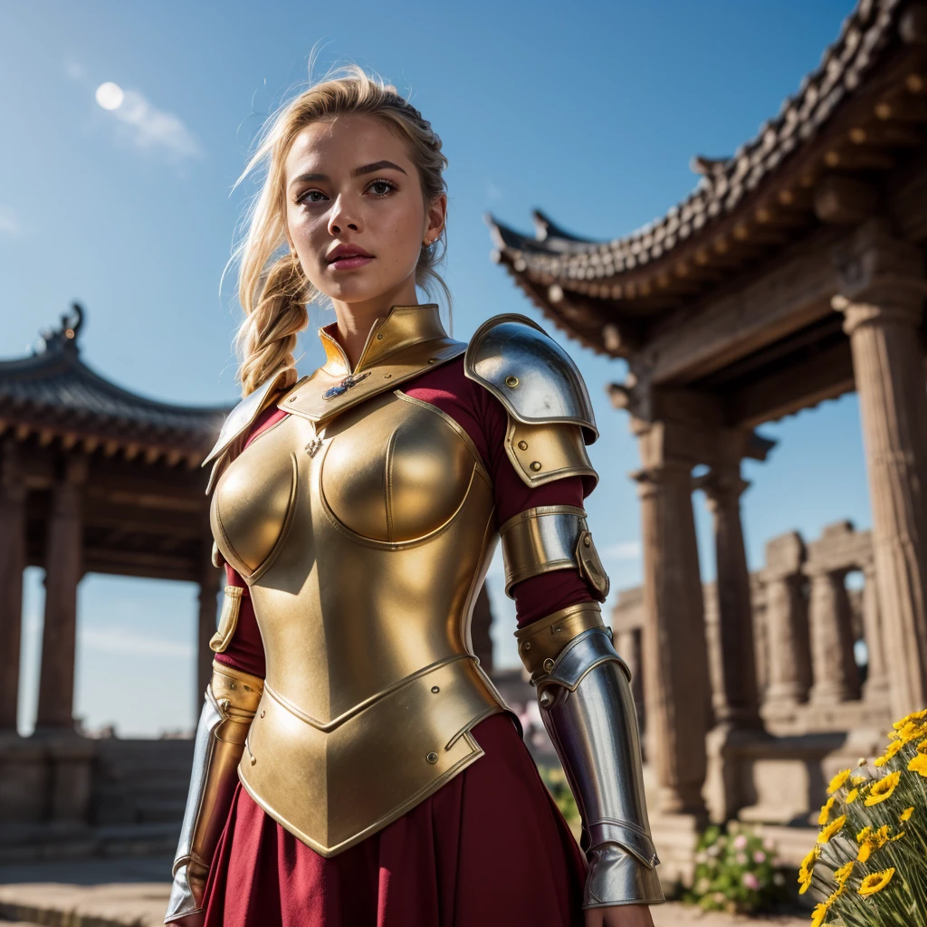 (8K, best quality:1.2), (masterpiece:1.37), (photo, photorealistic:1.37), (ultrahigh-res), half body, walking pose, shot from front, slow motion, female paladin in armour, (light silver and gold armour:1.2),(ornately decorated armor), (insanely detailed, bloom:1.5), (highest quality, concept art, 4k), (analog:1.2), (high sharpness), (detailed pupils:1.1), detailed face and eyes, Masterpiece, best quality, (highly detailed photo:1.1), (long blonde Hair, ponytail,ecstatic:1.1), (young woman:1.1), sharp, (perfect body:1.1), realistic, real shadow, 3d, (temple background:1.2), arms crossed over the chest
photographed by Canan EOS R6, 135mm, 1/1250s, f/2.8, ISO 400
