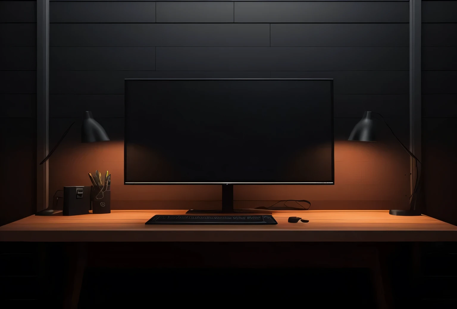 hay un Monitor de computadora sentado en un escritorio con un teclado, 8k renderizado por computadora, Pantalla de jugador de escritorio de metal., large Monitor de computadora, Imagen de pantalla de PC, Monitor de computadora, a renderizado por computadoraing, renderizado por computadora, configuraciones oscuras, Ordenadores y monitores digitales, Computadora de escritorio, CGI informático, 3d renderizado por computadora, Fondo de pantalla para monitor