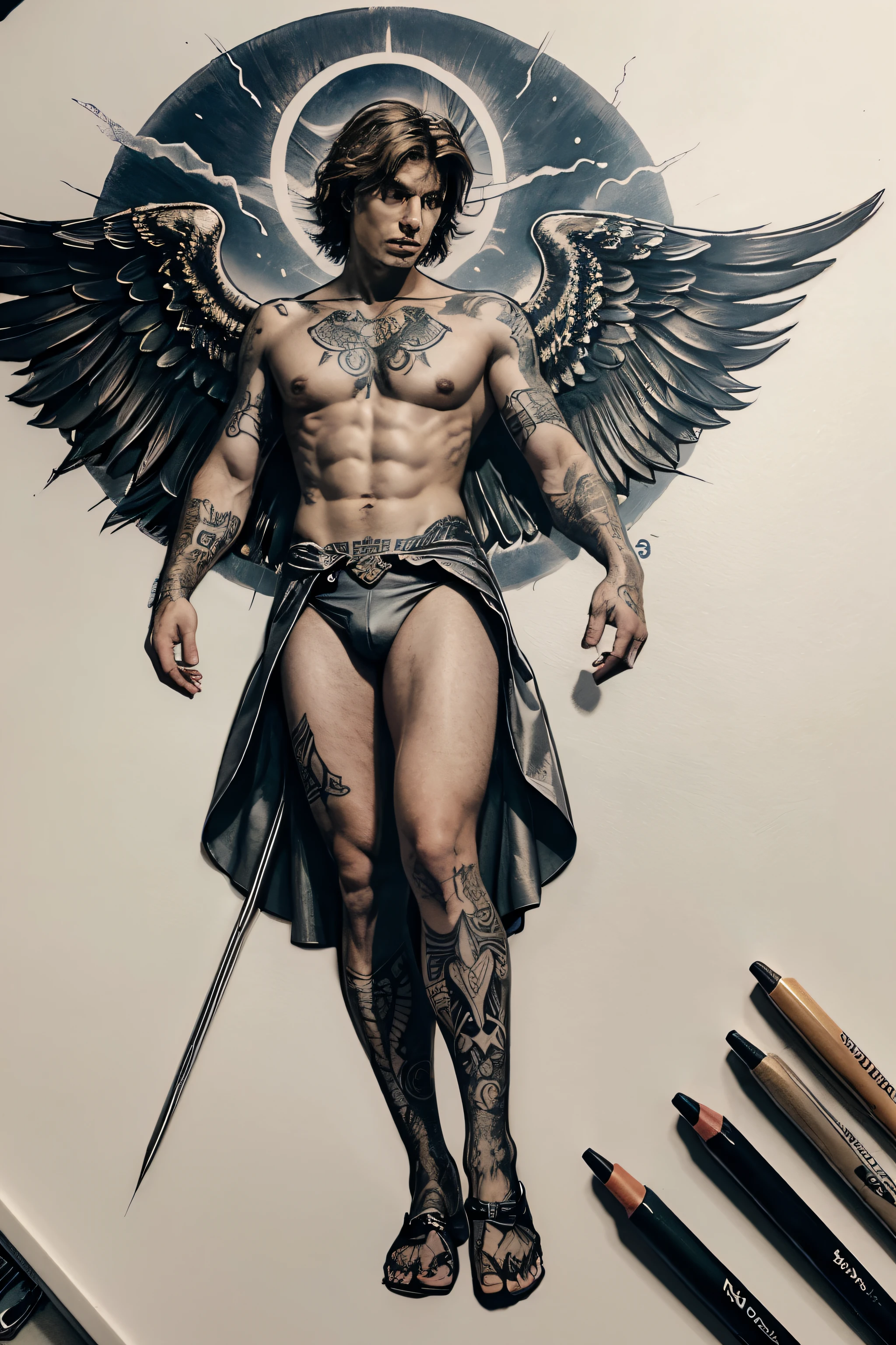 Create a design for a tattoo of the archangel Saint Michael