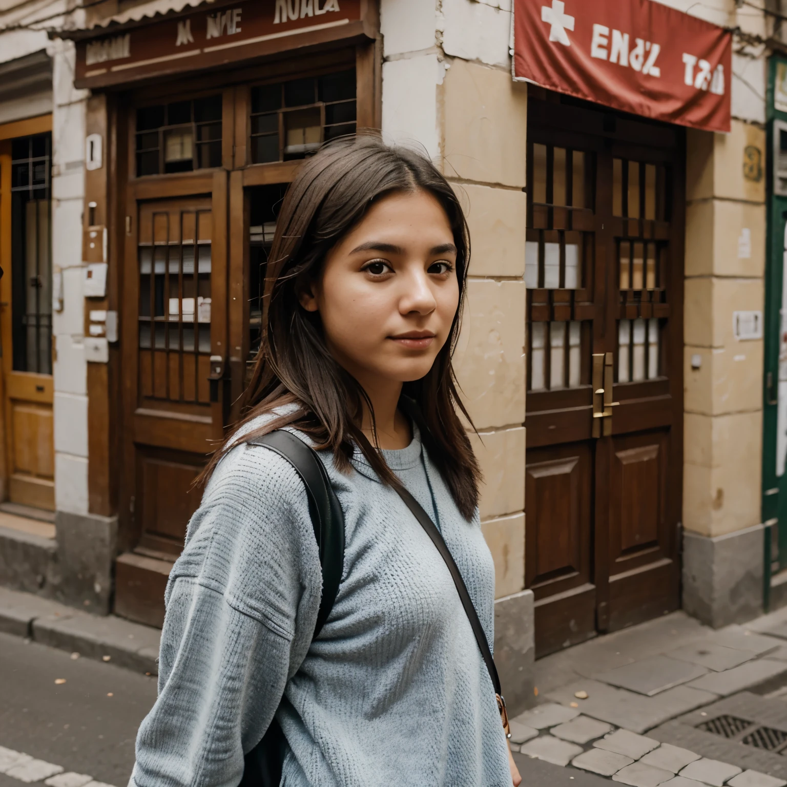 Joven chilena en las calles de Santiago de Chile