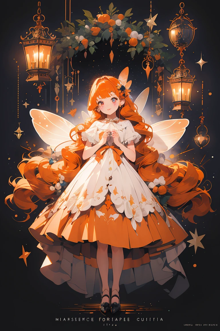 (masterpiece:1.2), best quality,PIXIV,fairy tale girl, 1 girl, orange hair, orange eyes, orange dress, ta fashion, orange theme