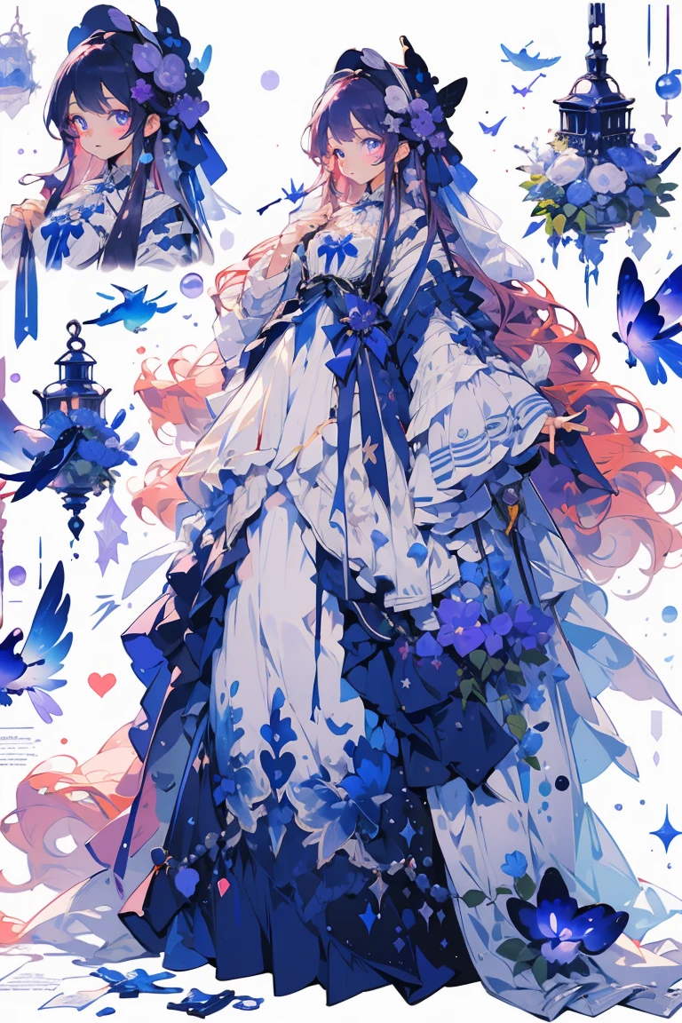(masterpiece:1.2), best quality,PIXIV,fairy tale girl, 1 girl, violet hair, violet eyes, violet dress, ta fashion, violet  theme