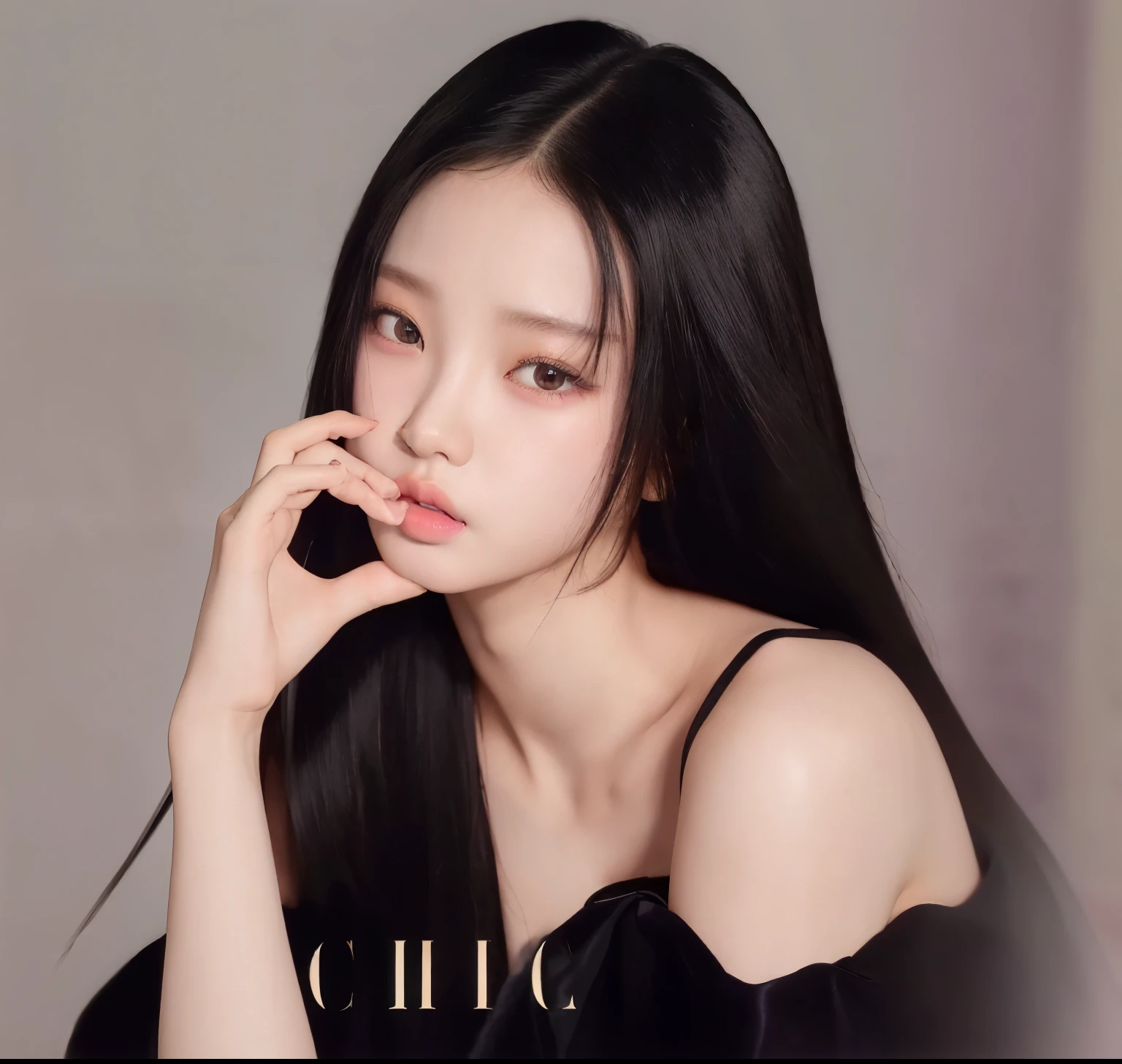 um close up de uma mulher com longos cabelos pretos e um vestido preto, jennie blackpink, Heonhwa Choe, Ulzzang, choi, Jinyoung Shin, retrato de jisoo blackpink, chiho, Direction: Choi Buk, maquiagem coreana popular, maquiagem sul-coreana popular, Jiyun Chae, cruel korean goth girl, estacionar a partir de-min, realista. Cheng Yi