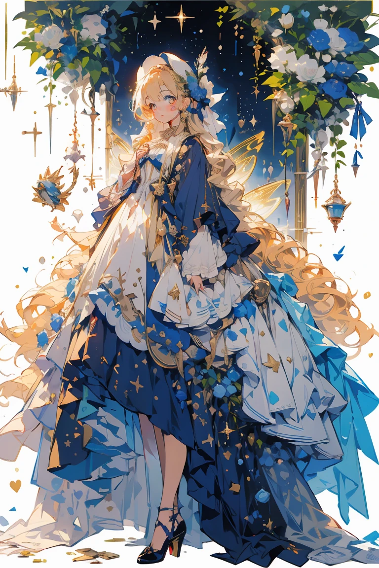 (masterpiece:1.2), best quality,PIXIV,fairy tale girl, 1 girl, gold hair, gold eyes, gold dress, lolita fashion, gold theme