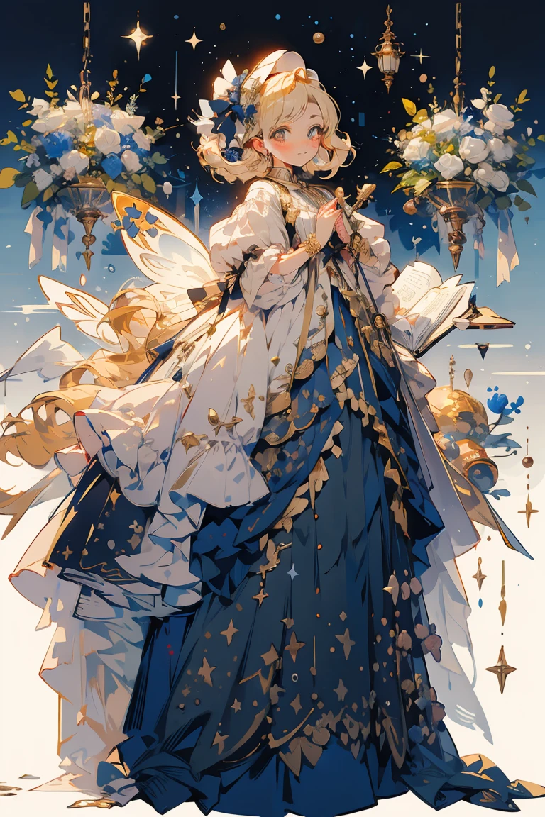 (masterpiece:1.2), best quality,PIXIV,fairy tale girl, 1 girl, gold hair, gold eyes, gold dress, lolita fashion, gold theme