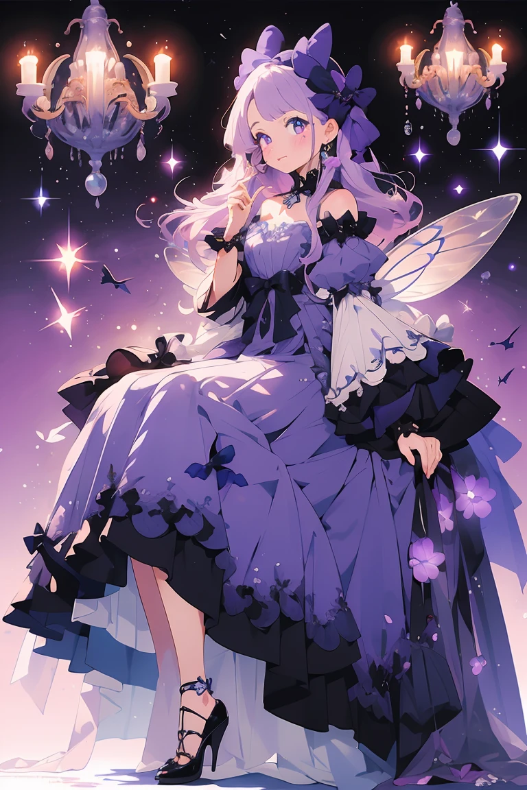 (masterpiece:1.2), best quality,PIXIV,fairy tale girl, 1 girl, purple hair, puple eyes, purple dress, ta fashion, purple theme