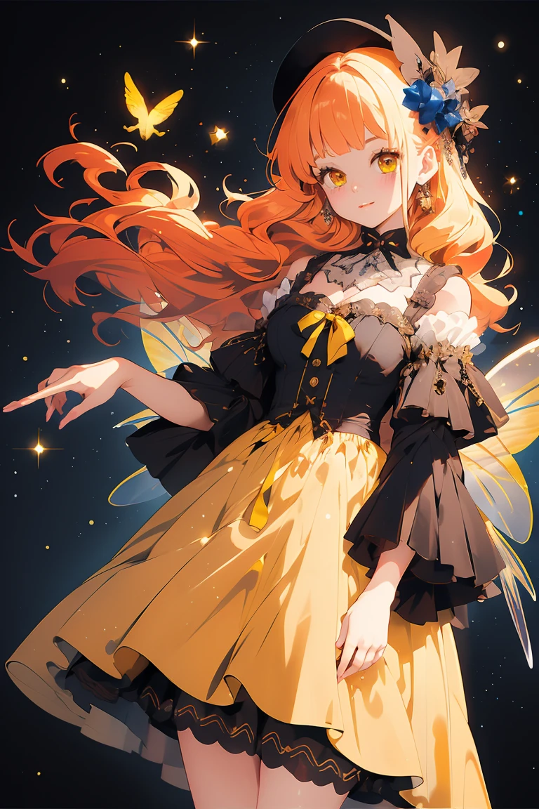 (masterpiece:1.2), best quality,PIXIV,fairy tale girl, 1 girl, yellow hair, yellow eyes, yellow dress, ta fashion, yellow theme