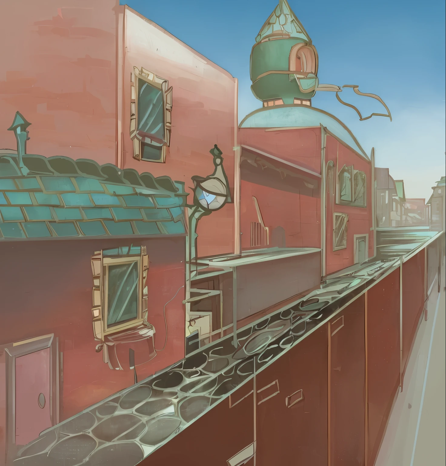 fantasy town, noon, shoping avenue