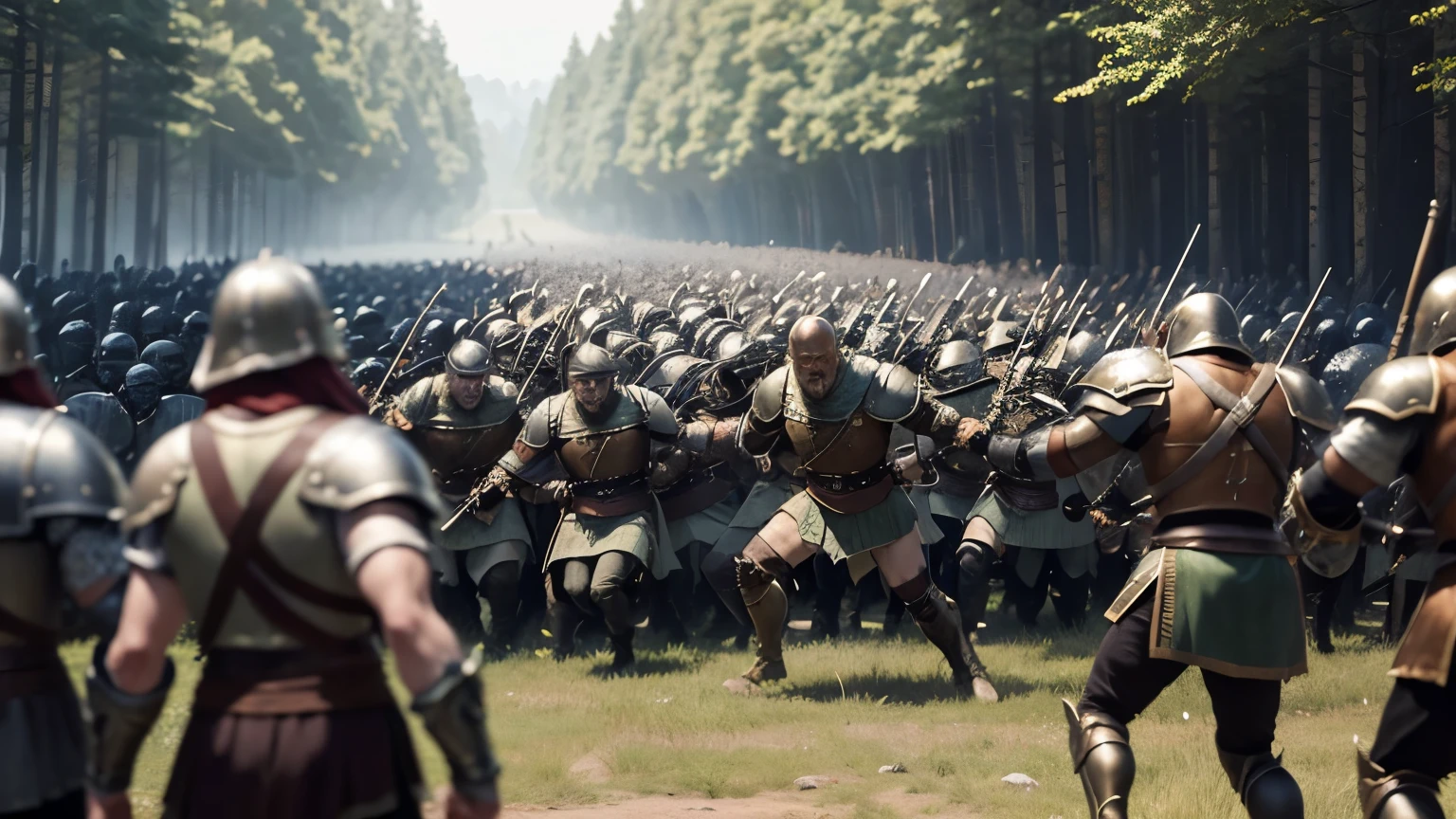 Bjorn Ironside's army vs Achilles' army in a fierce battle in the middle of the forest