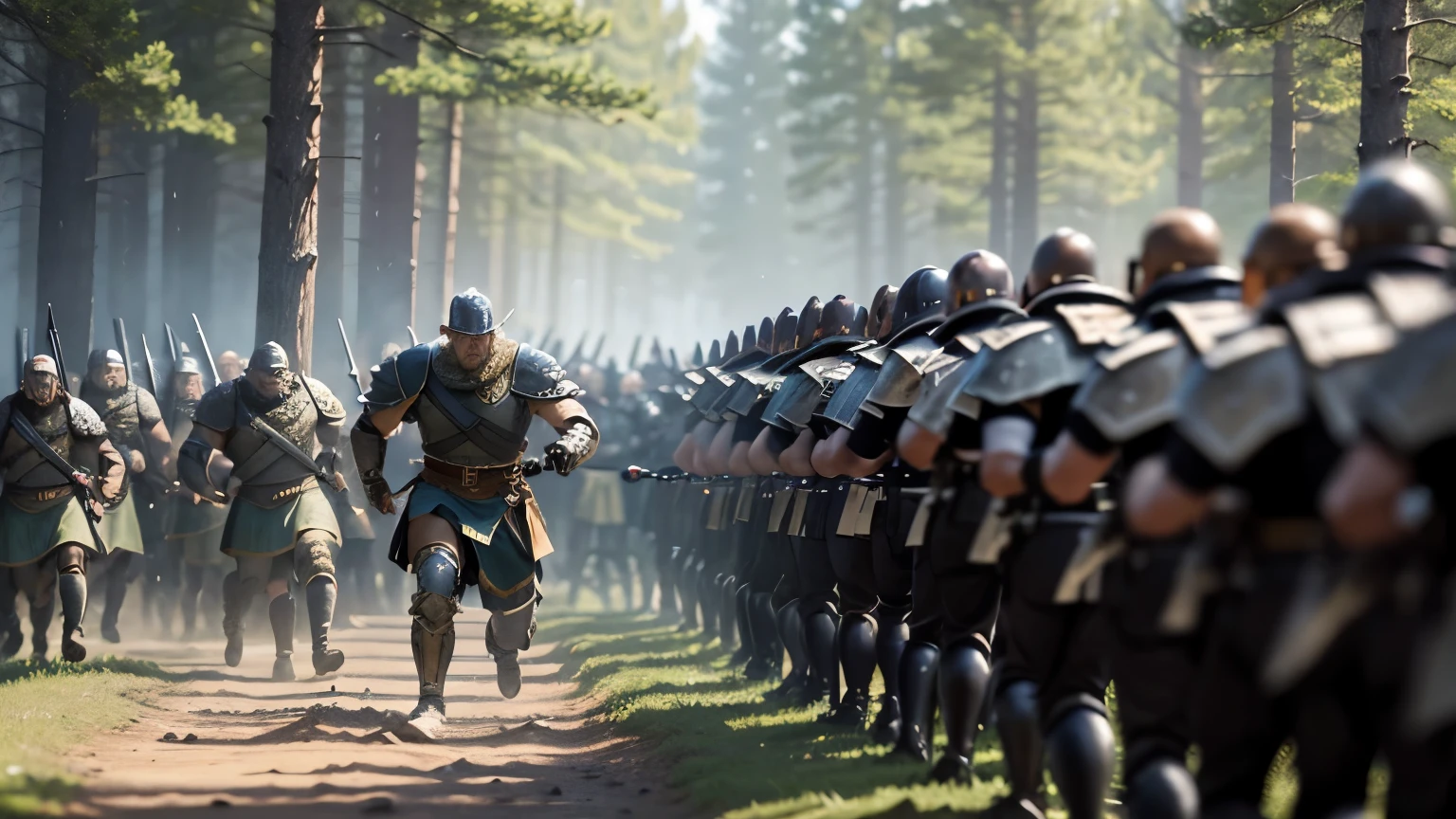 Bjorn Ironside's army vs Achilles' army in a fierce battle in the middle of the forest