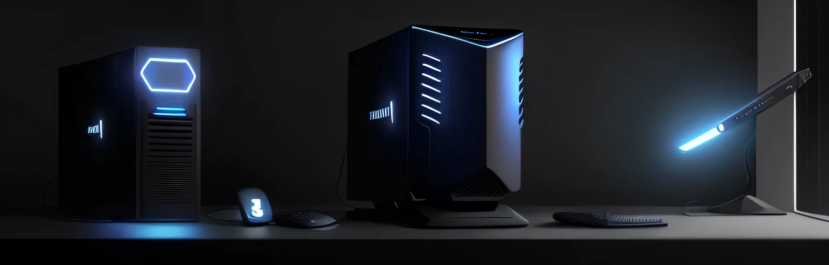#111111 color background, very dark, ultra real, realistic, alien, space, technology, intelligent, gaming tower PC