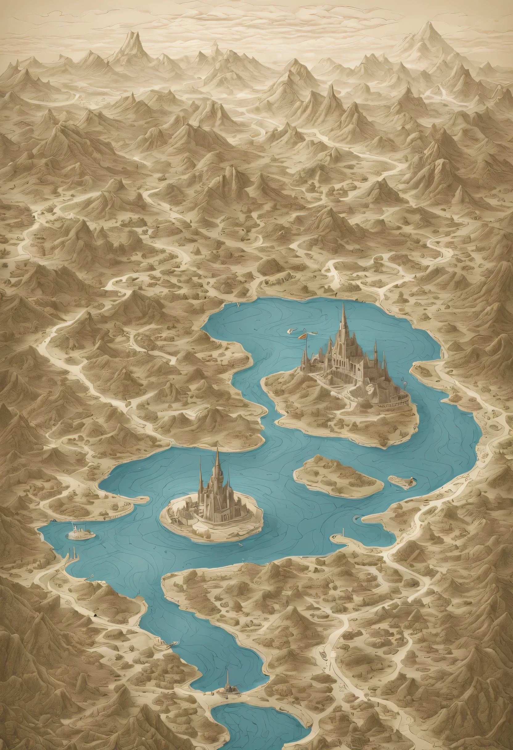 A topographical map of a fantasy world