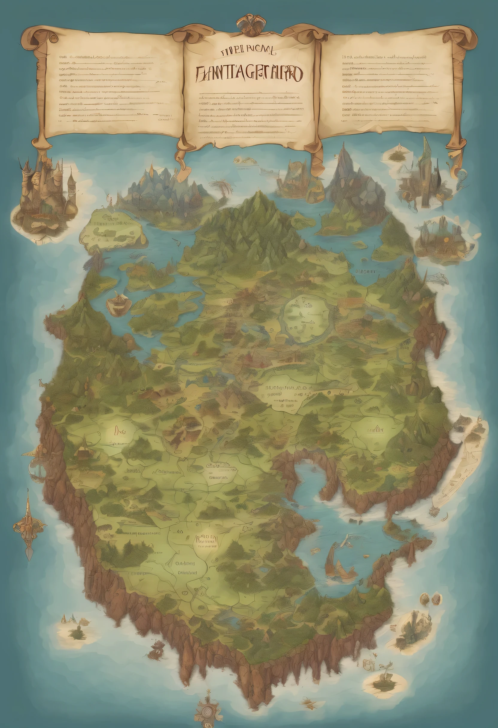 A topigraphical map of a fantasy world