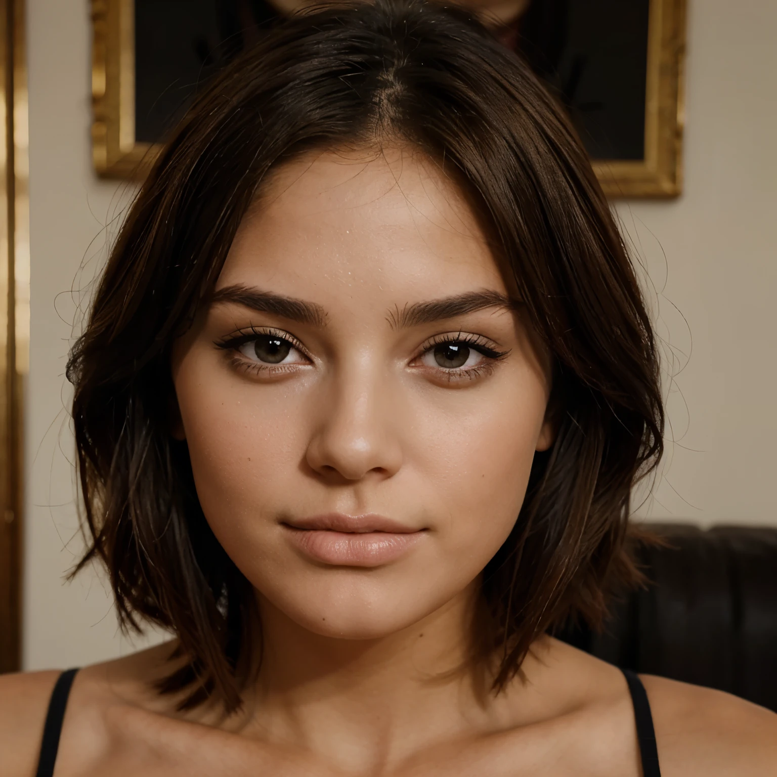 Femme brune bouche ouverte