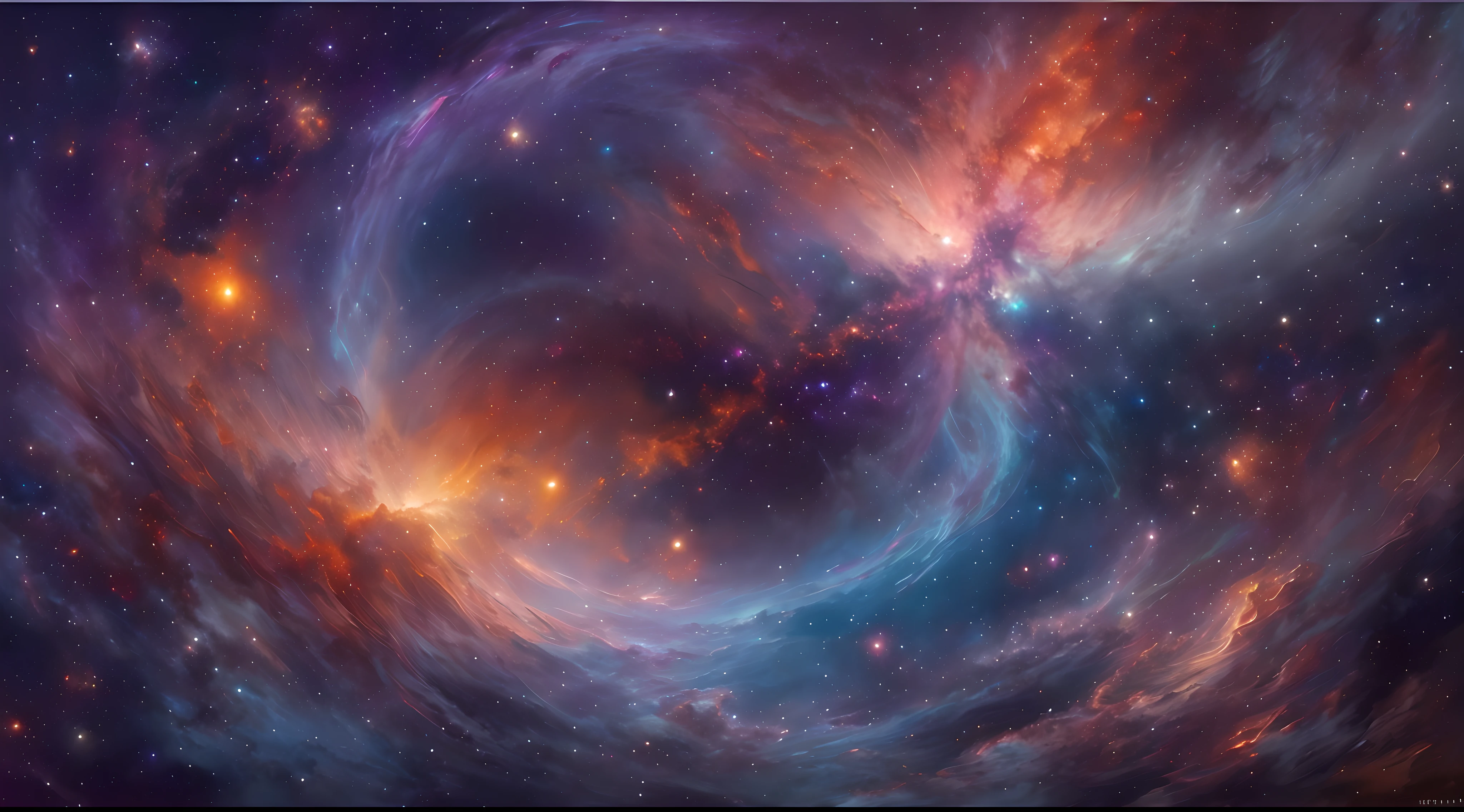 (melhor qualidade,paz mestre),(colorido hiperdetalhado),
A galaxy of nebulae and swirling stars
,perfect composition, best exposure,
, HDR, cinematic lighting, trends on artstation,trends at CGSociety, professional oil painting,detalhe imenso,