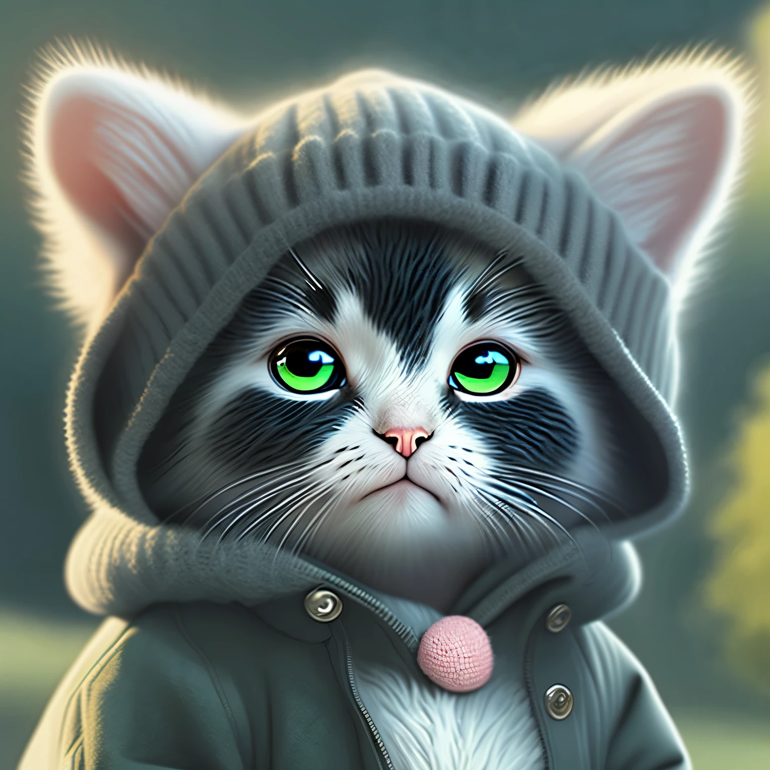 baby　Black cat　Green pupils　