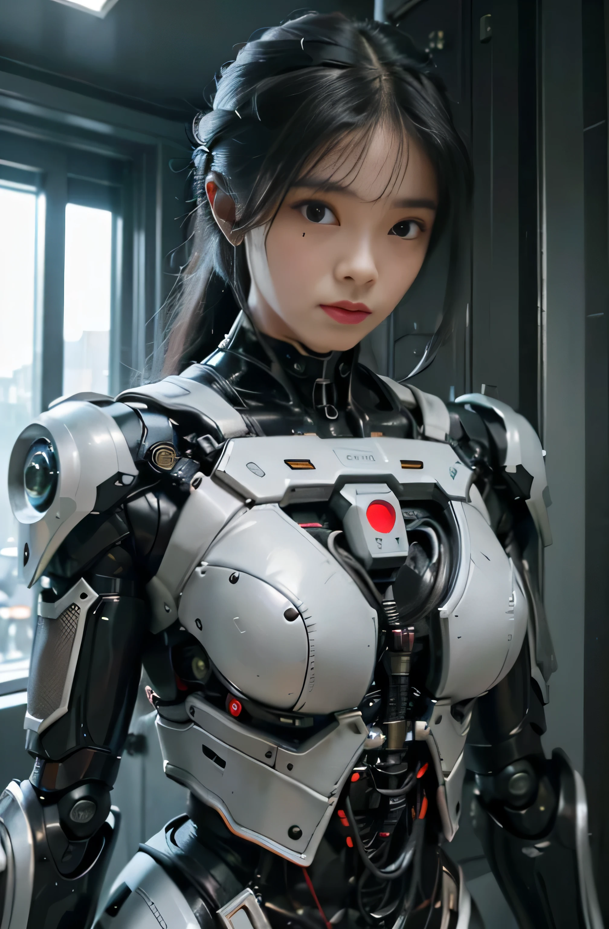 Intelligent Bionic Robot、male people、Cyborg Robot Parts、cable electric wires、microchips、bright studio、hyperphotorealism、high-detail、intricate detailes、softlighting、Rim Lights、rendering by octane、Unreal Engine 5 Renders、Mechanical Public Enemy Style、8K、top-quality、​masterpiece、Low ISO、White Balance、high key lighting、Creates a soft and graceful feel with a shallow depth of field,超A high resolution, 