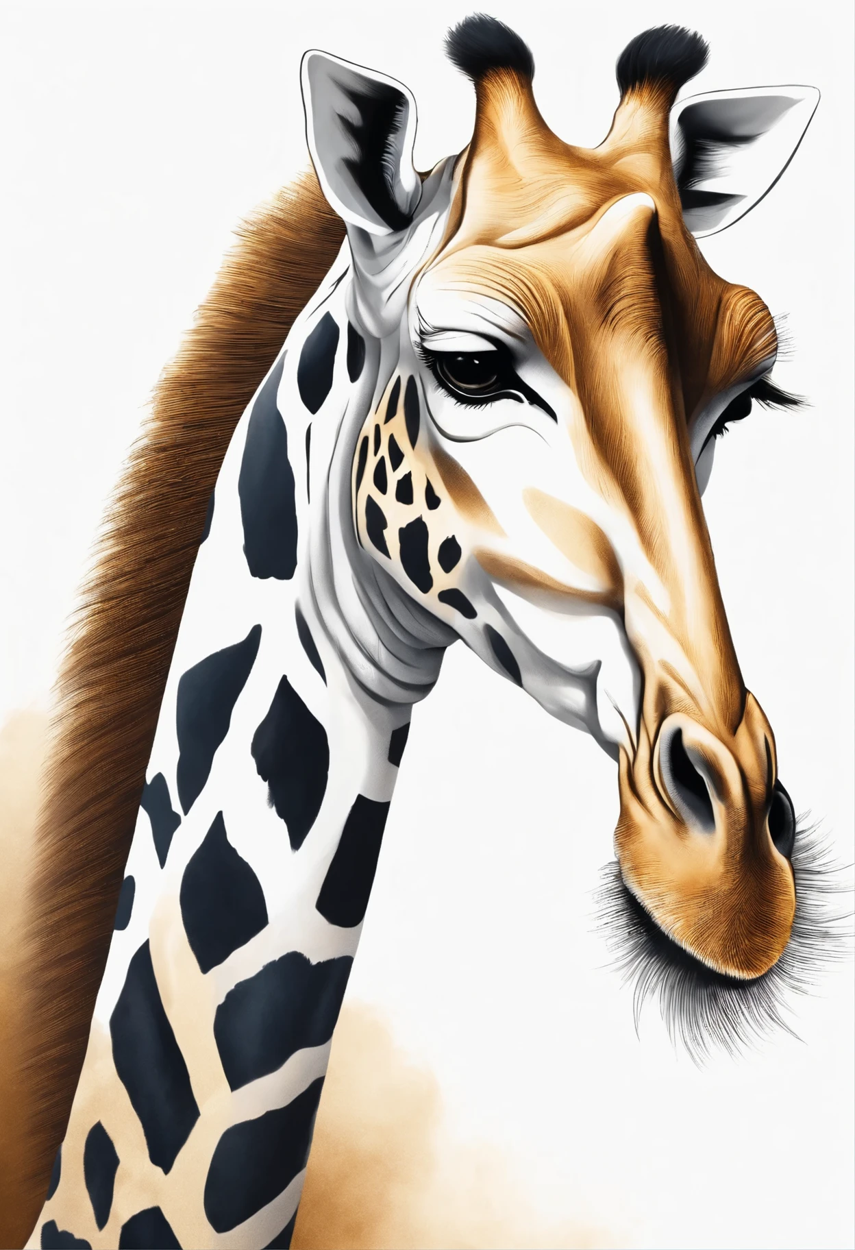 opulent high quality Giraffe logo. The (majestic,elegant) Giraffe is depicted with (elongated,golden) neck and (striking,bright) eyes. The logo exudes a sense of (sophistication,royalty,grandeur) with its (luxurious,classy) appearance. The colors used in the design are (rich,vibrant), including shades of (gold,brown). The lighting is (soft,subtle), highlighting the intricate details and adding depth to the overall composition. The logo represents a (prestigious,high-end) brand or organization, symbolizing grace, elegance, and a touch of (luxury,sophistication). the background is clear.