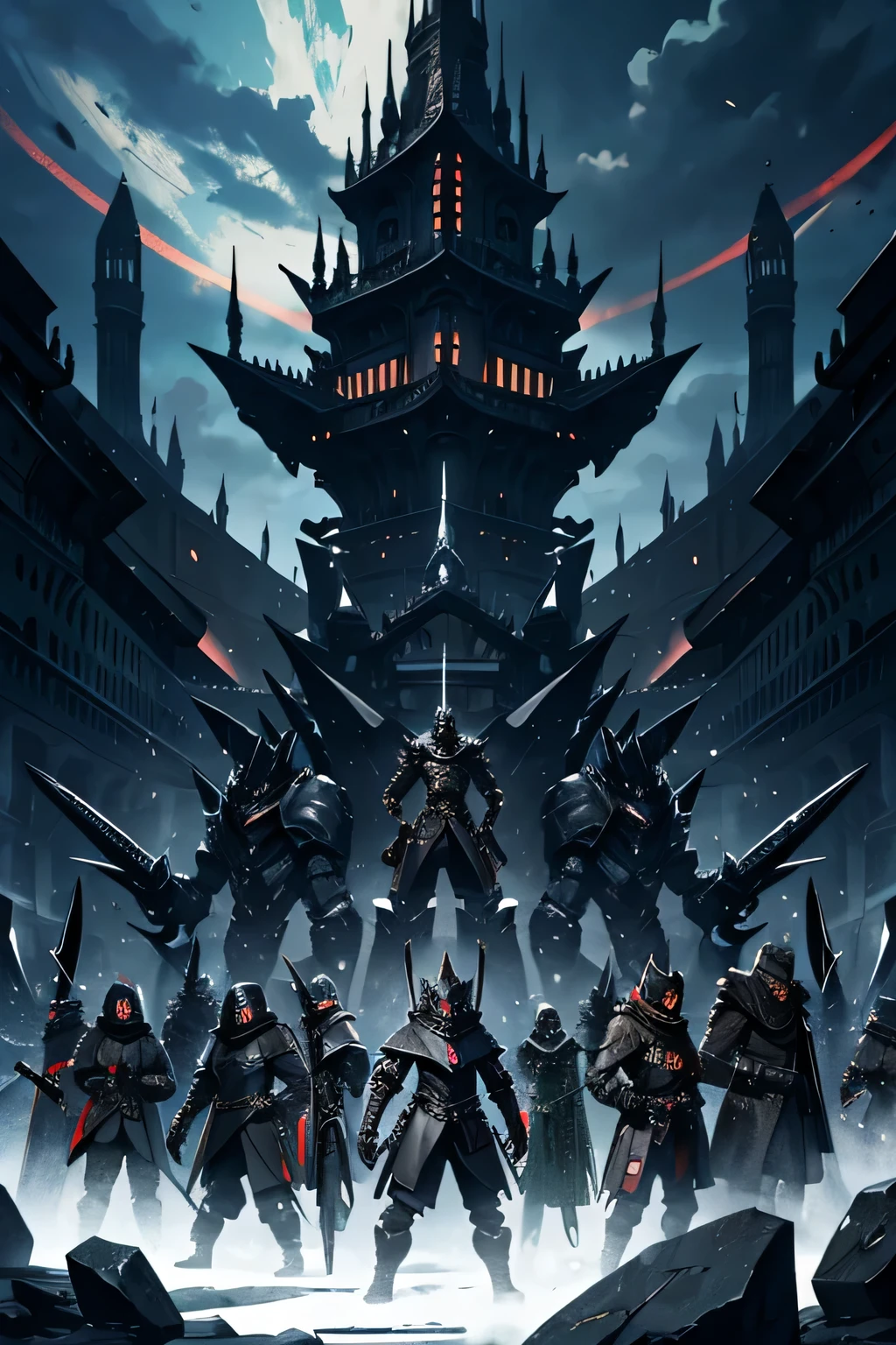 black stone monster army with gray armor