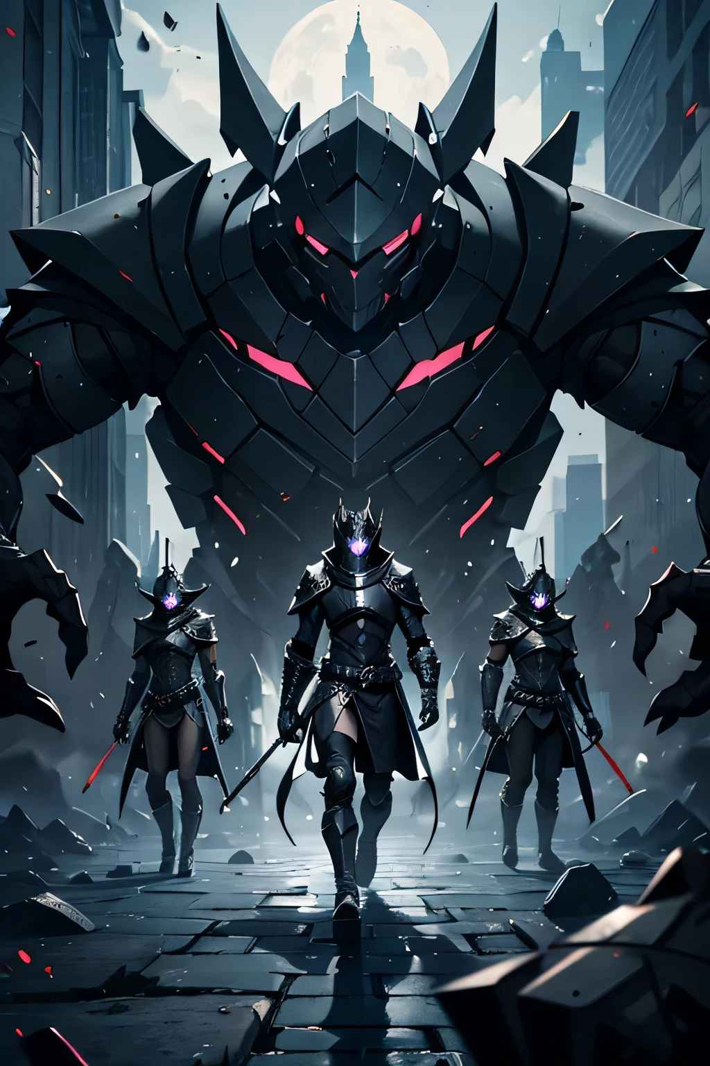 black stone monster army with gray armor