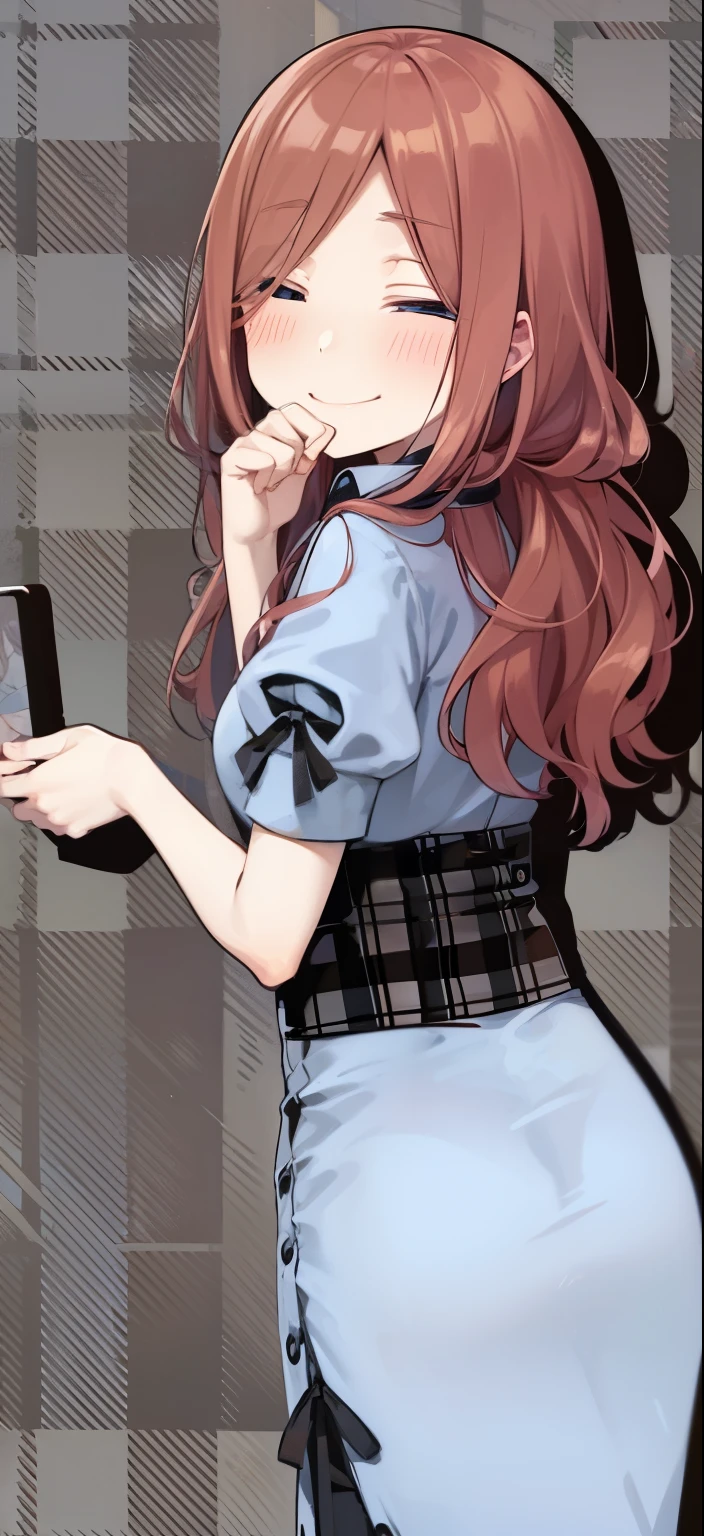 Miku Nakano, shy, smiling, blushing, cute, 4k, high quality, highly detailed, miku Nakano,
