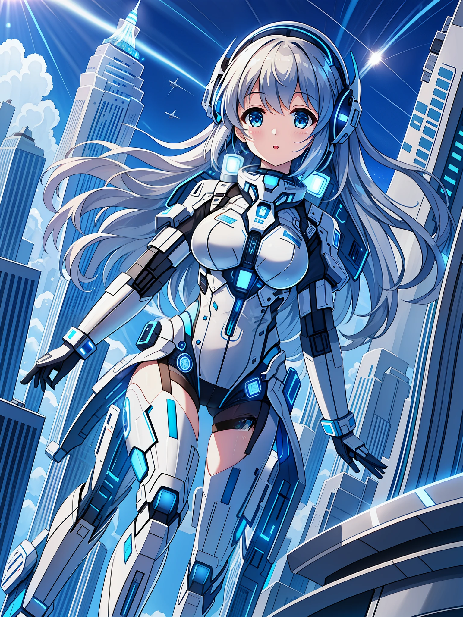 (spaceship as background),(ultra high resolution, realistic, blue sky, photon mapping, radio city:1.3), SF,  fantasy,

[:girl, (White and blue mech suit:1.2), Upper body:0.2]

Pollie, Beautiful woman, highest quality, ultra high resolution, 8K, masterpiece, sharp focus,  Clear gaze