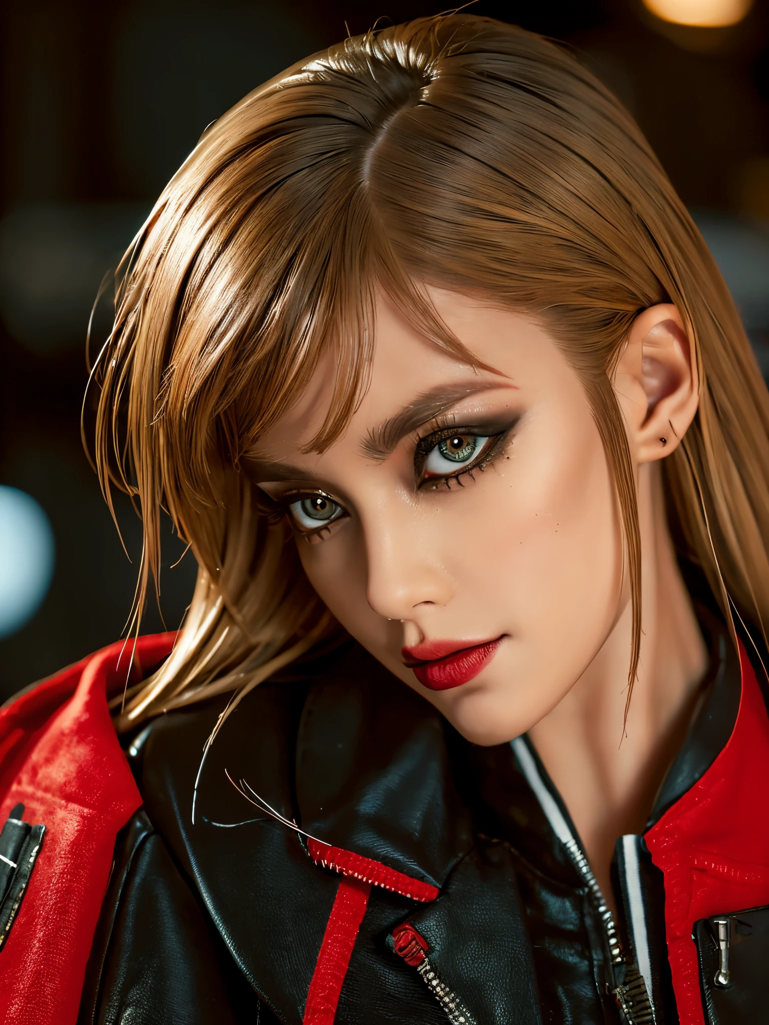 masterpiece,(highest quality, figure,detailed face:1.3),(1 girl,alone:1.3),beautiful dark elf,Military spacesuits,red eye,model:1.1,tattoo,blonde,brown skin:1.5,