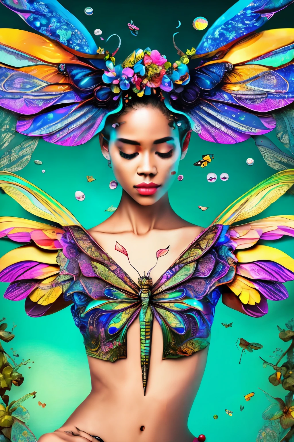 Body art,huge tit,legs separated,Lie down,full body shot of
