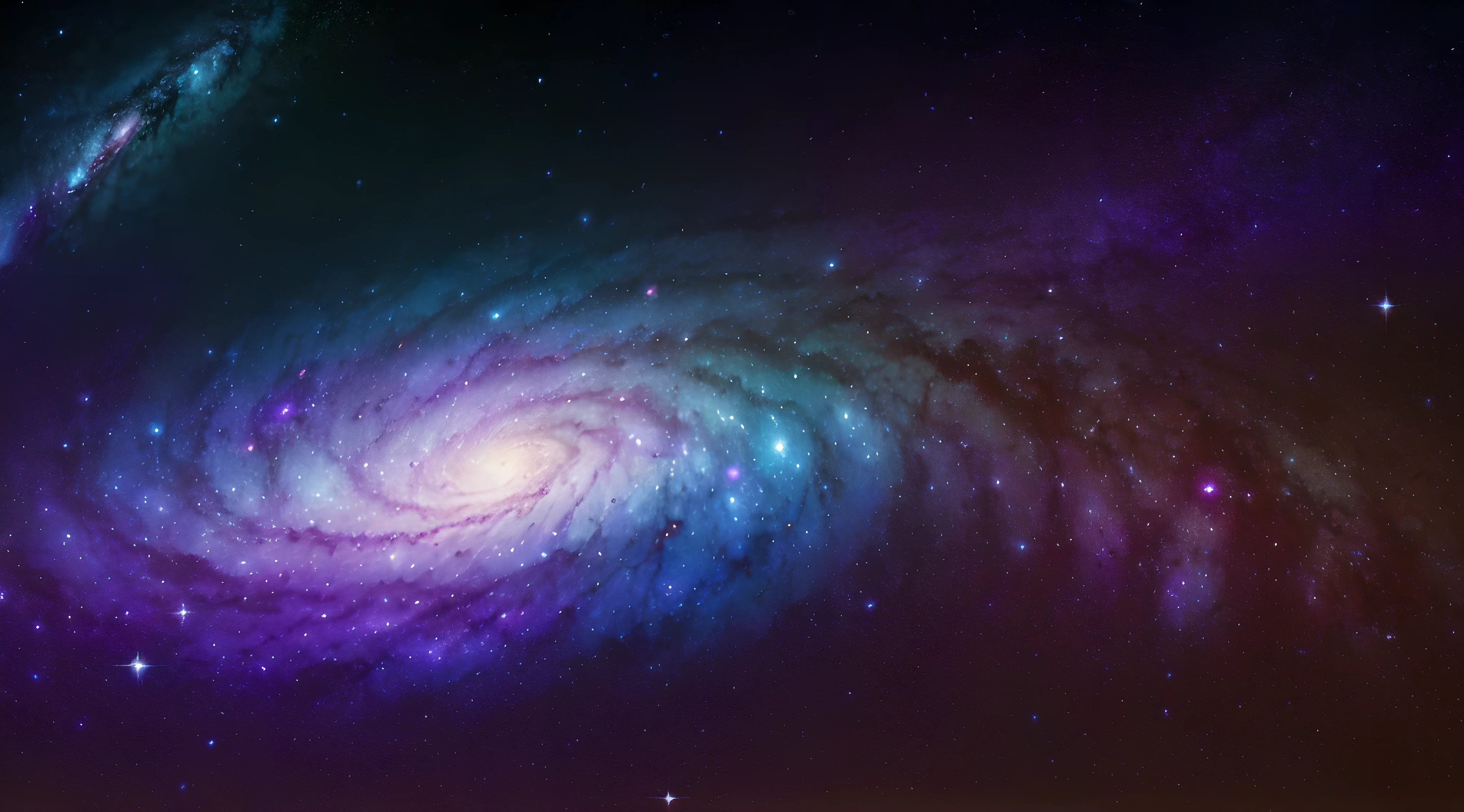 Arafed image of a spiral galaxy with a bright purple center, beautiful galaxy, near a galaxy, space galaxy, massive galaxy, galaxy space science fiction, background galaxy, galaxy background, galaxy background, the background is an alien galaxy, galaxy in the sky, galaxy simulation, interstellar galaxy, galaxy in the sky noturno, galaxy in the background
