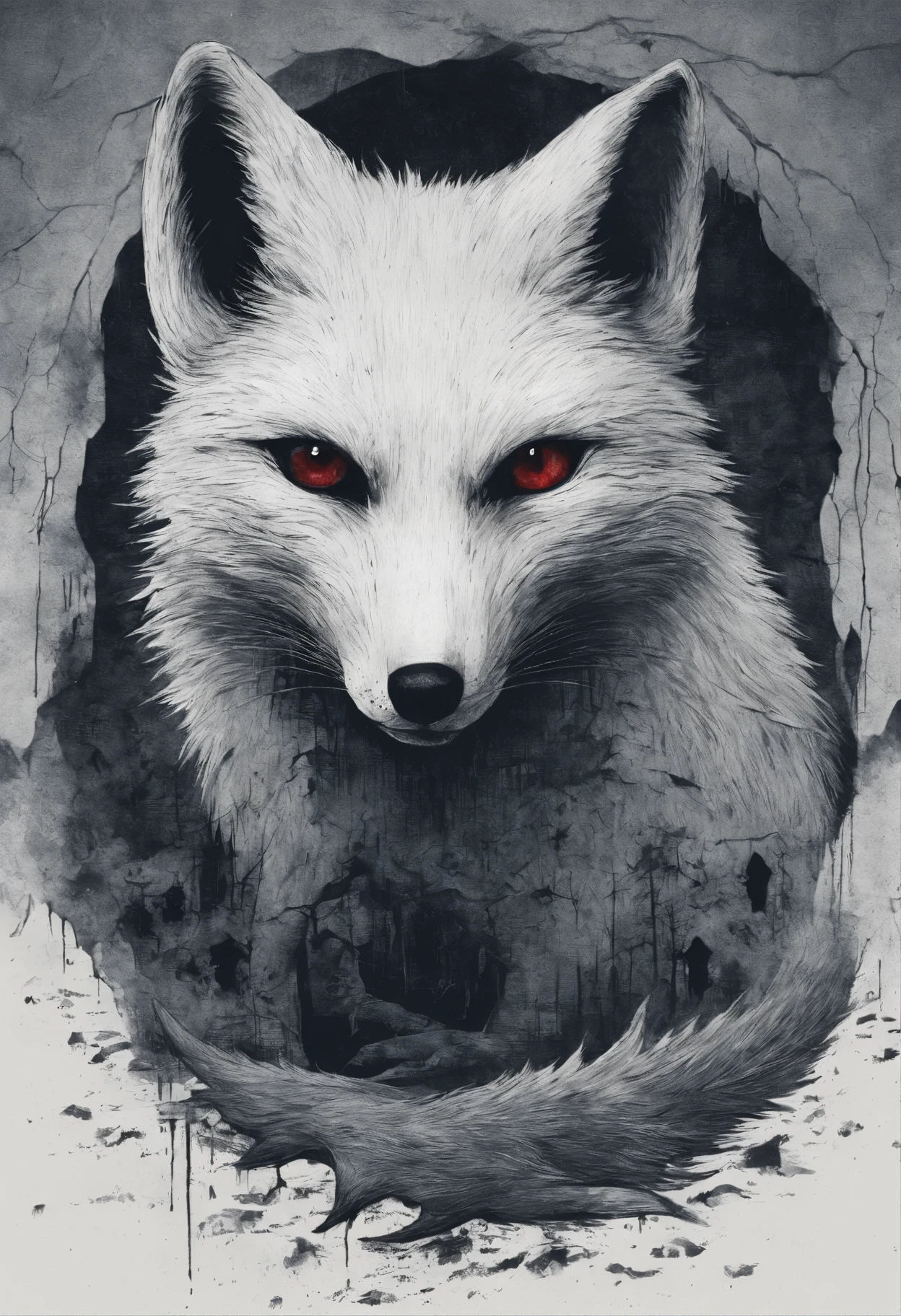 Arctic fox is with you, Attacks, tears apart, bits and pieces are flying, Blood is everywhere