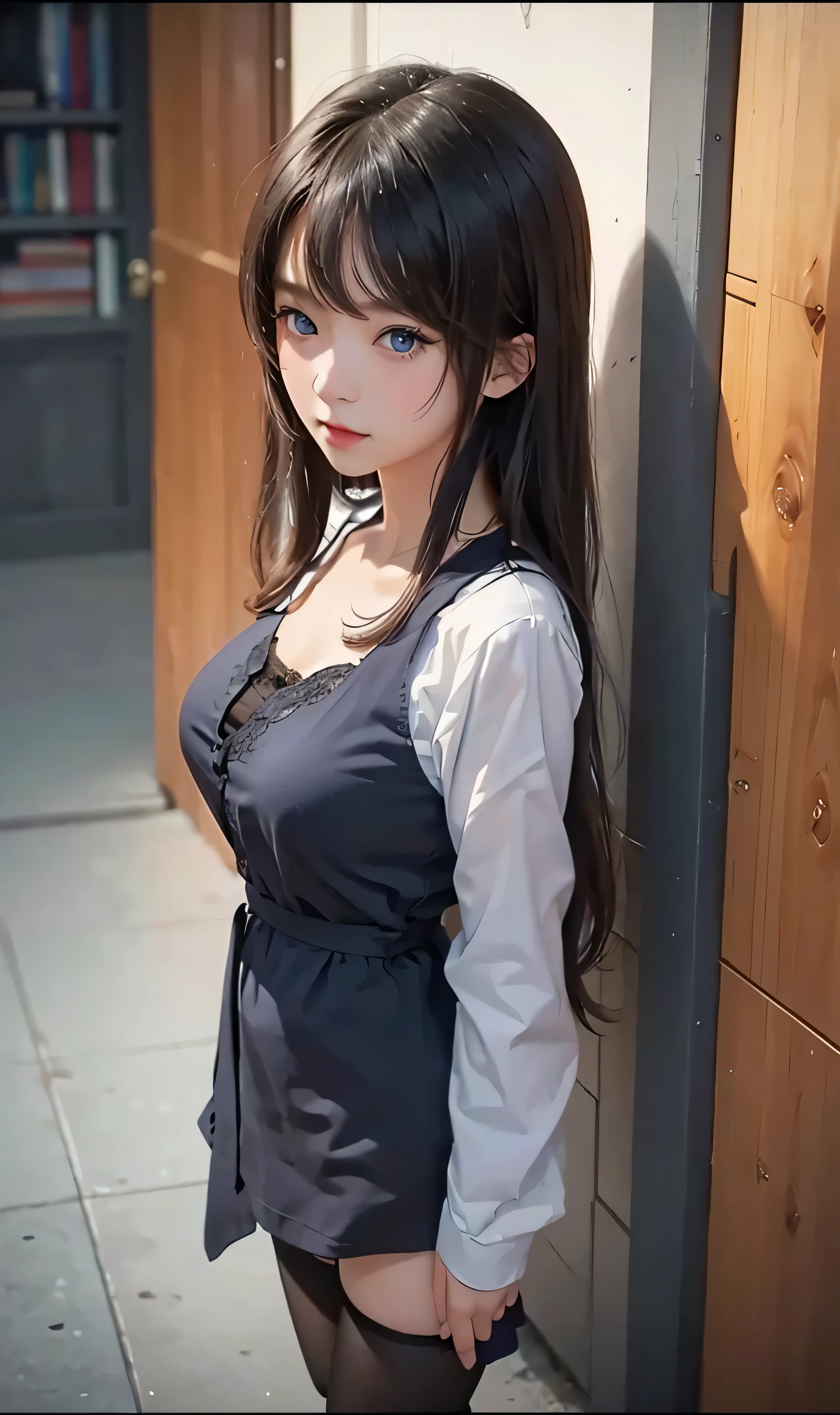 8K quality、High resolution、Realistic skin texture、High resolutionの瞳、woman、Japanese summer high school girls uniform、Princess Hair、thin、リアルなwoman性器、Small and young breasts、Realistic tongue、Beautiful cleavage、Brown Hair、blue eyes、thin脚、Sweating profusely、Sweat accumulates in the chest、Evening schoolyard、Shooting from the side、Open your mouth wide、Give a blowjob