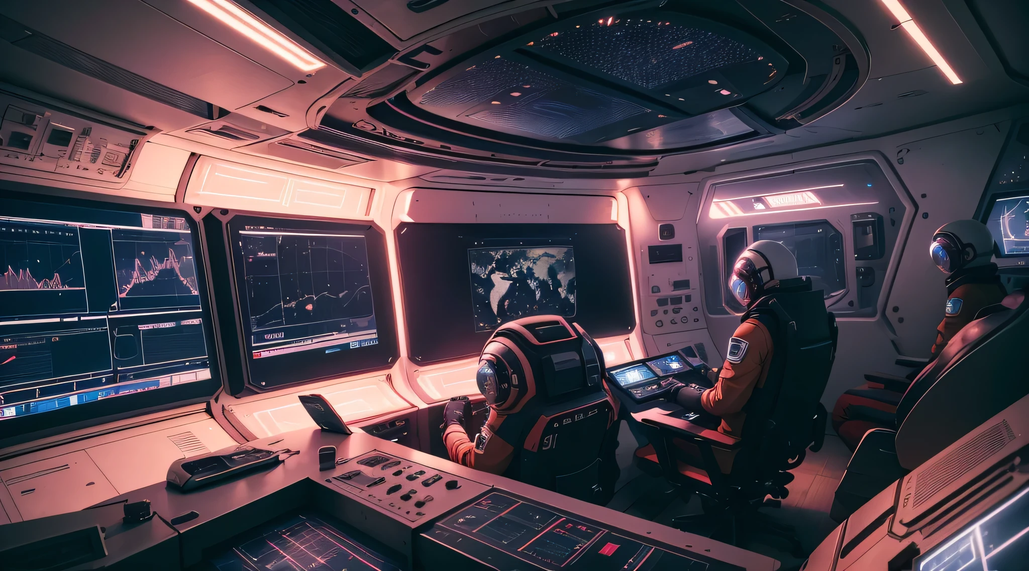 space station, Inside the capsule, A large number of monitors, Raise an alert, red light, Male astronaut in the control room, realistness, super detailh, Ultra High definition, metallic texture, Metal wear, Futurism, cinematic Lighting, Conceptual art, Futurism, Surrealism, high detail, cinematic lighting, close-up, super detail, UHD  