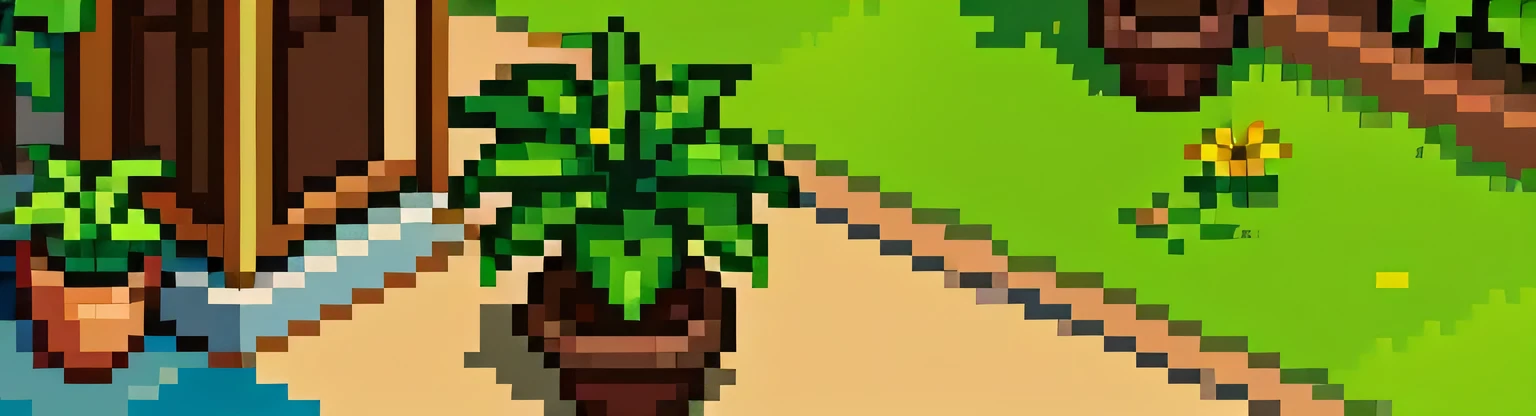 (arte de pixel), (melhor qualidade), (obra de arte), jardim, vasos de plantas, Gatos, plantas, flor, luz do sol.