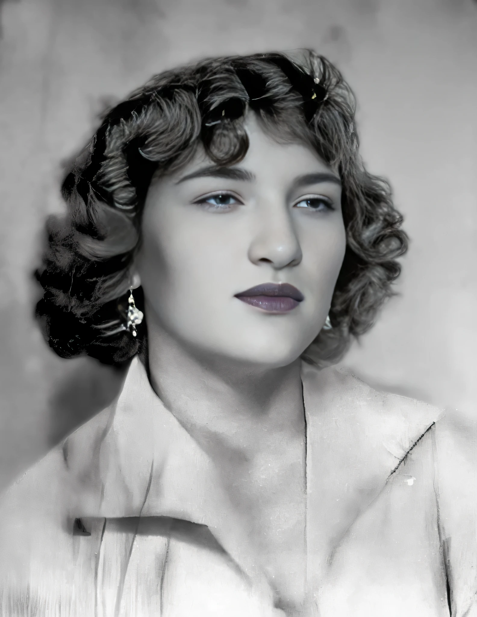 una foto en blanco y negro de una mujer de ojos claros con el pelo corto y detallado, a slight smile on his face looking at the camera, blanca alvarez, pila de cepillo, 1 9 3 0 s corte de pelo, inspirado por Ada Gladys Killins, foto de retrato, Jean Dupas, Taken in the early 1930s, in his early 20s, retrato de medio cuerpo de juliana, Meret Elisabeth Oppenheim, retrato de estudio en color