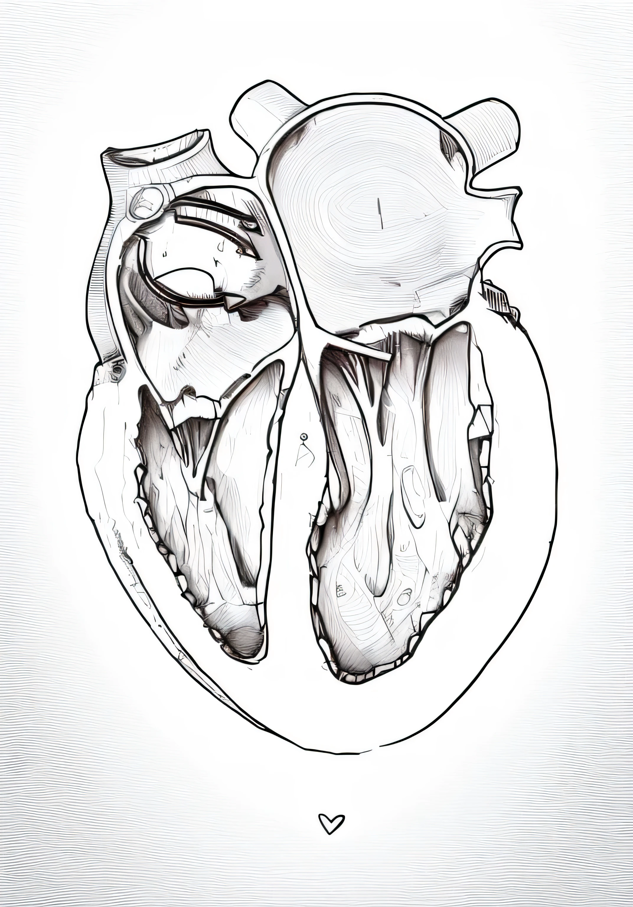 Heart inside, line drawing, Ultra HD, 4K