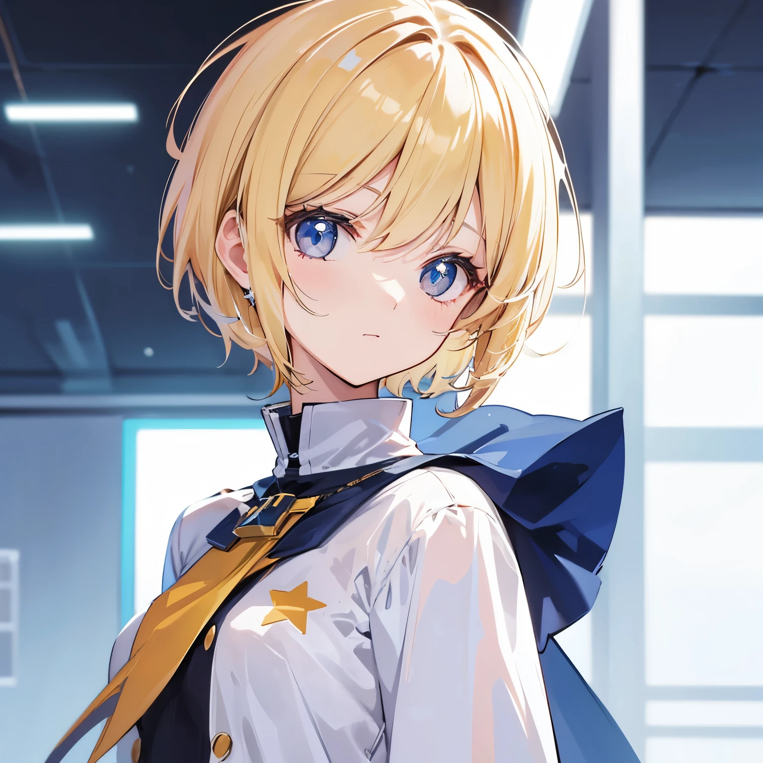 An illustration girl blonde star Short cut with a long nape cyber-
