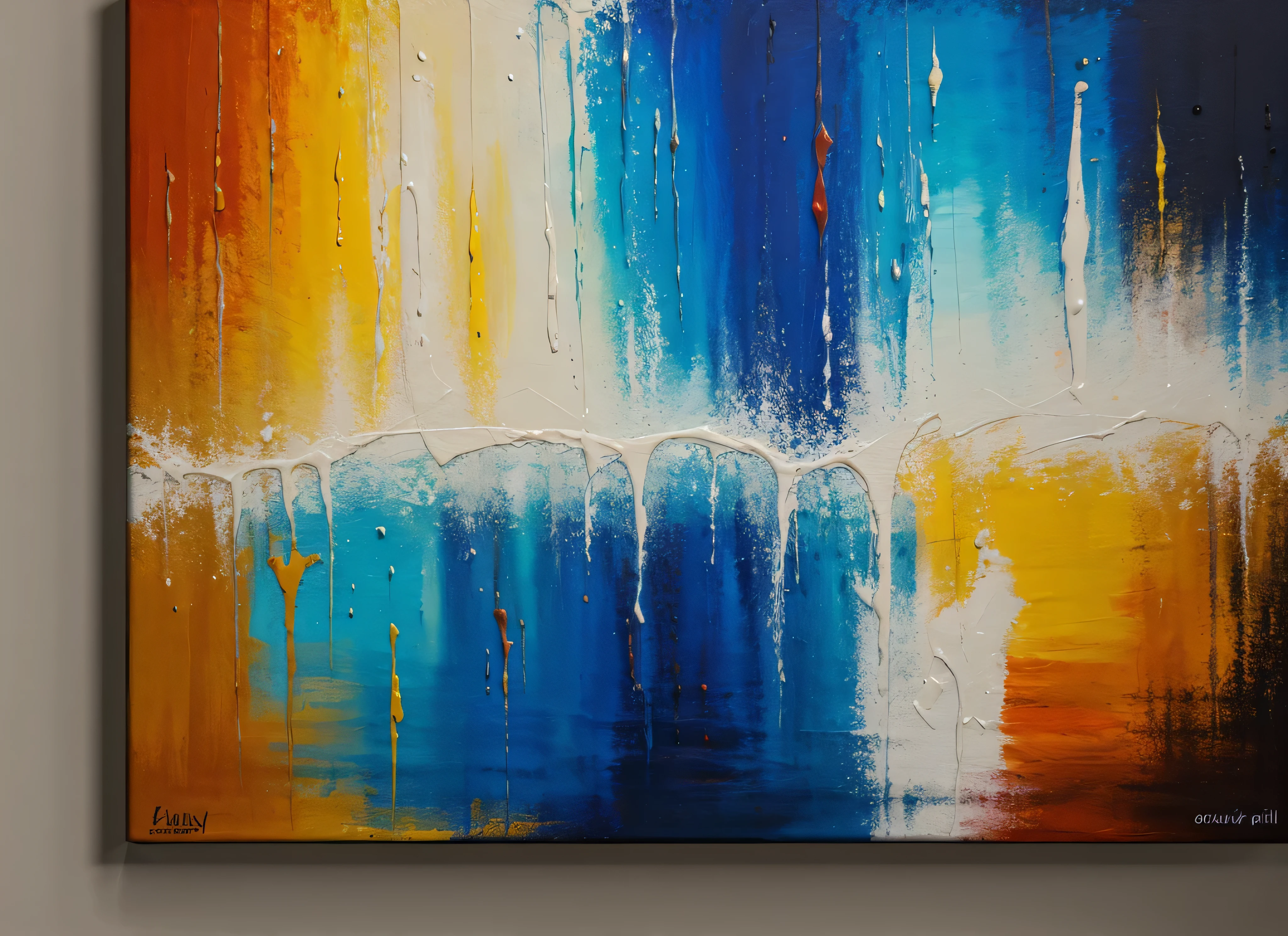 abstract Pintura on canvas with canvas textura, Cores lindas, 8k, muito afiado, detalhes, abstract Pintura, cores frias, textura, Pintura, pinceladas