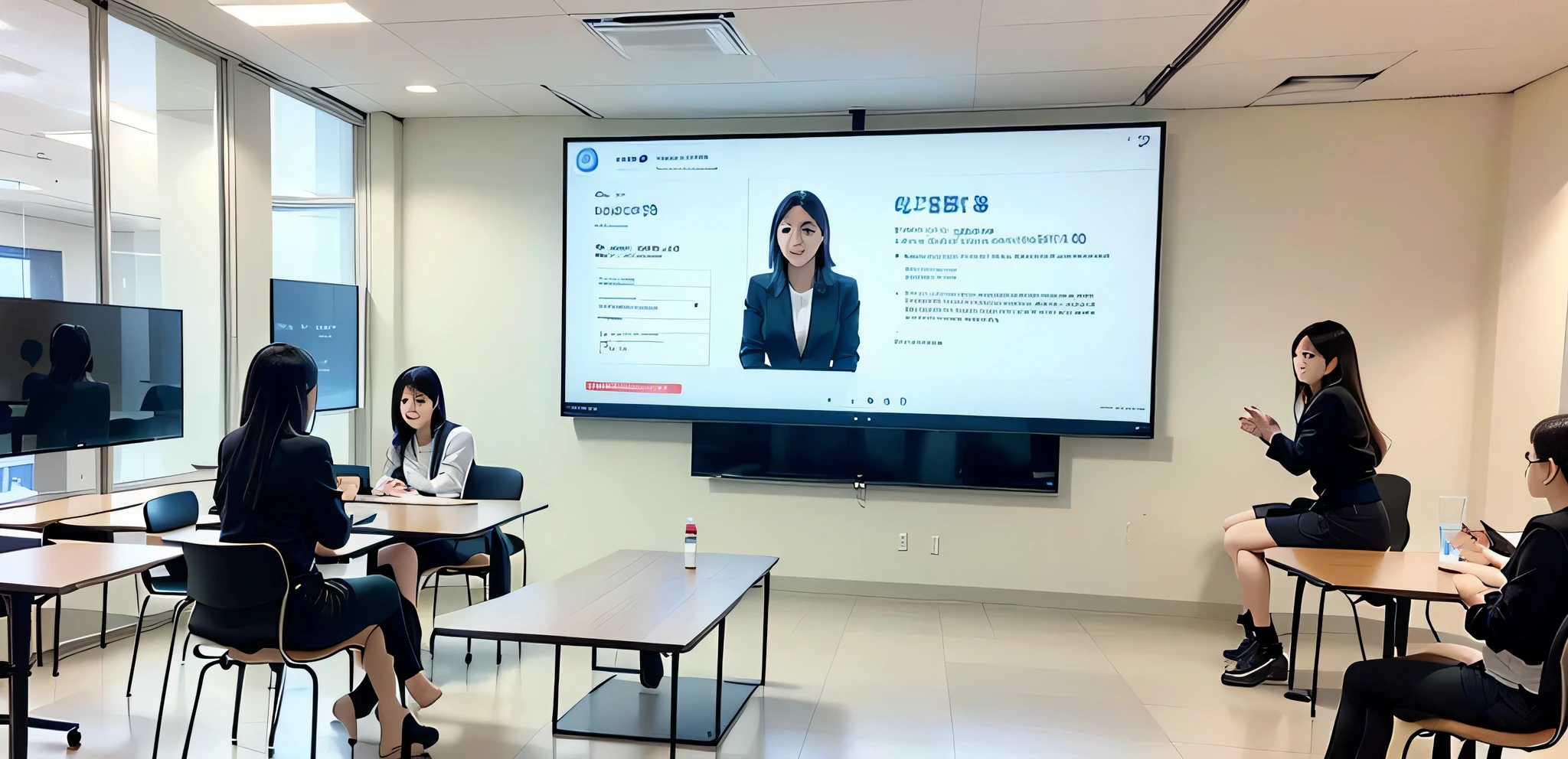 people sitting around a table in front of a large screens tv, Digital screen on the walls, In the conference room, large screenss, at a , everything fits on the screen, large computer monitor, video, large screens, monitor, Large commercial LED display, Combined with technology, digital displays, center of picture, Digital screen, High quality pictures